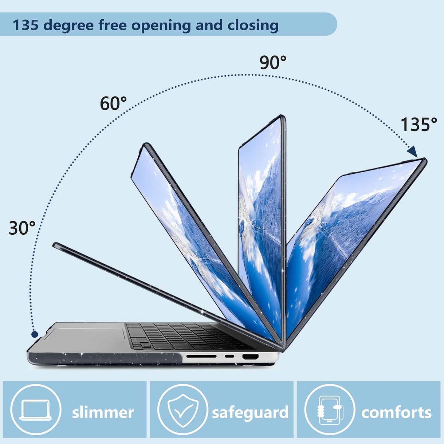 MecBevia 14 inch M5 M4 M3 M2 M1 (2026-2021), Compatible with MacBook Pro Case for Pro/Max Chip Hard Shell Cover
