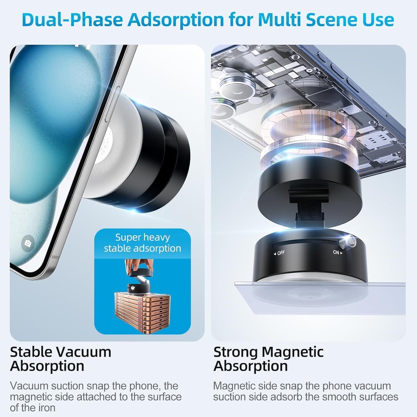 Belcompany Holder,2025 16/15/14/13/12 Vacuum Magnetic Suction Phone Upgraded Adjustable Suction Cup Car Phone
