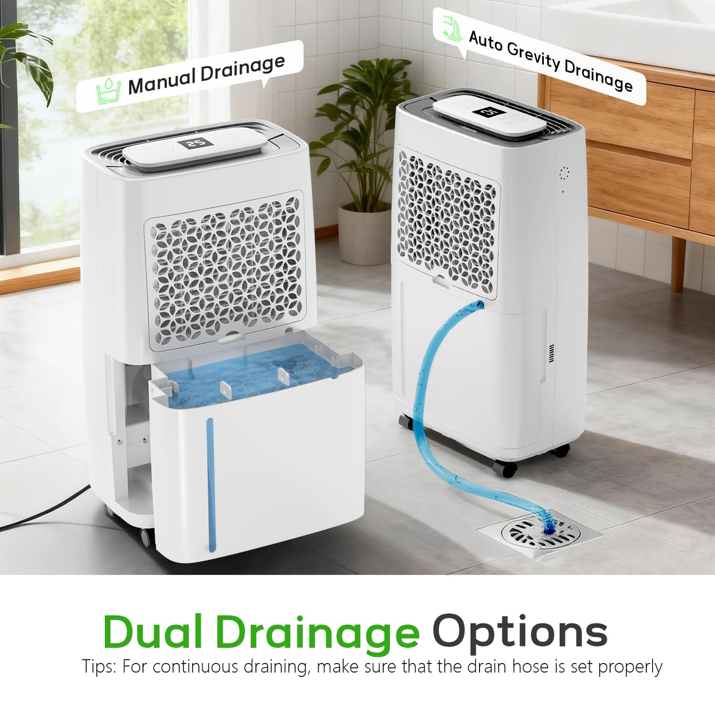 Manastin 5500 Sq.Ft Dehumidifier for Basement with Drain Hose, 80 Pints/Day (Standard 50 Pint), Energy Efficient Dehumidifier with Air Purifier Combo, Timer & Child Lock, for Large Room, Home, Garage