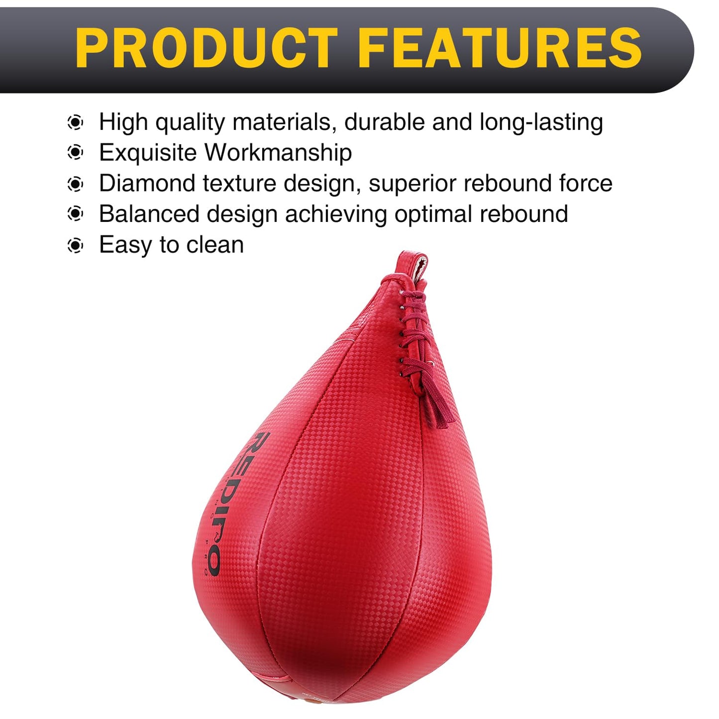 Redipo Boxing Speed Bag - PU Leather Speed Punching Ball - Heavy Duty Hanging Swivel Ball for Gym & MMA Muay Thai Sports Fitness - Punching Dodge Striking Speed Reflex Ball