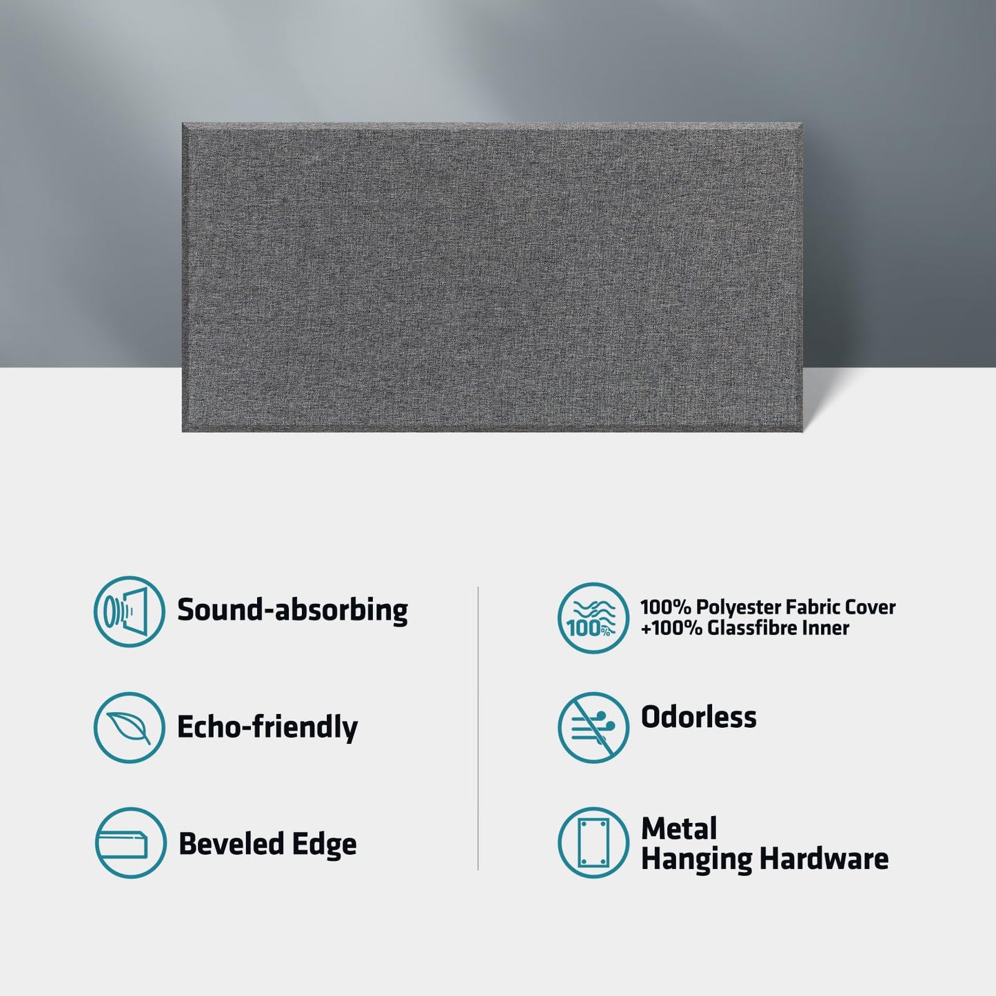 UMIACOUSTICS 4 PCS Acoustic Panels with Hanging Brackets, 2” Thick Fiberglass Sound Proof Panels Removable for Studios, Office, Home Theater Wall- Charcoal Grey