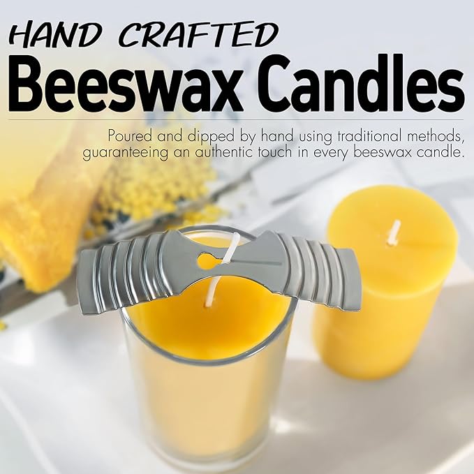 Natural Beeswax Candles 4 Packs, Beeswax Pillar Candles with 140 Hours Burn Time, Organic Emergency Candle Long Burning for Home Room, Smokeless & Dripless, 2x4 inch