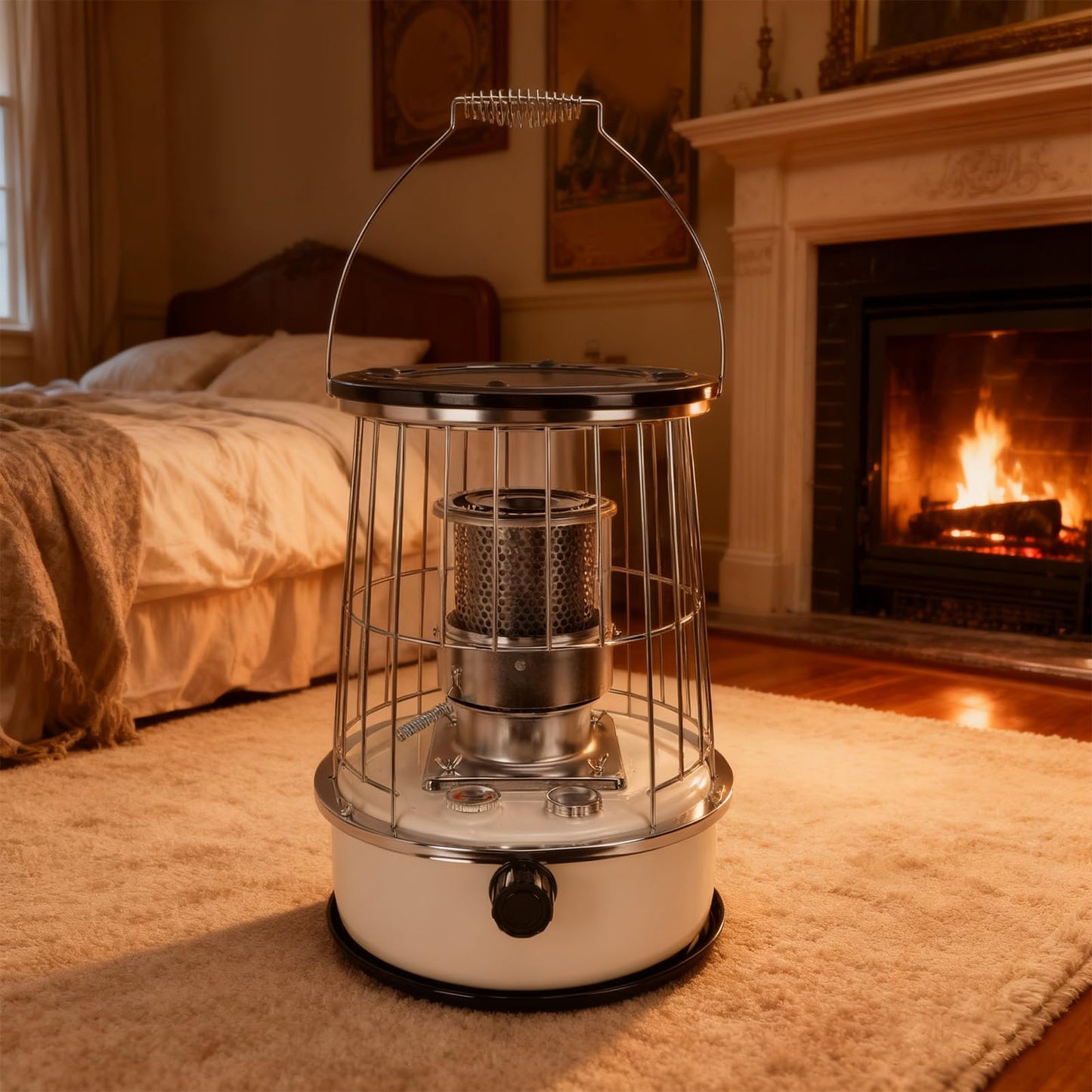 Portable 10000BTU Kerosene Heater with Anti-Tip Safety, 6L Tank 30H Burn Time for Indoor Outdoor Heating Cooking, 2600W Power
