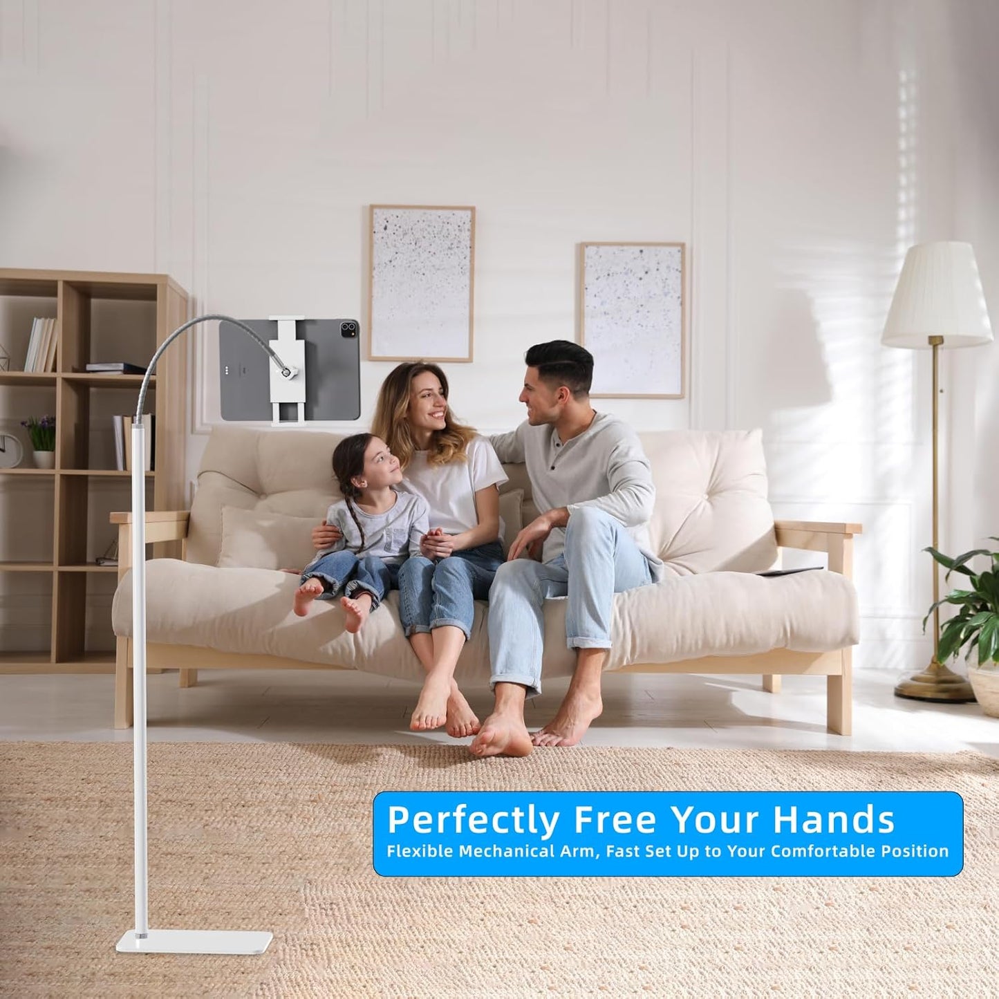cretopwin (3.5''-9.7''), Tablet Floor Stand Holder with Flexible Gooseneck and Stable Base, Compatible with Tablet