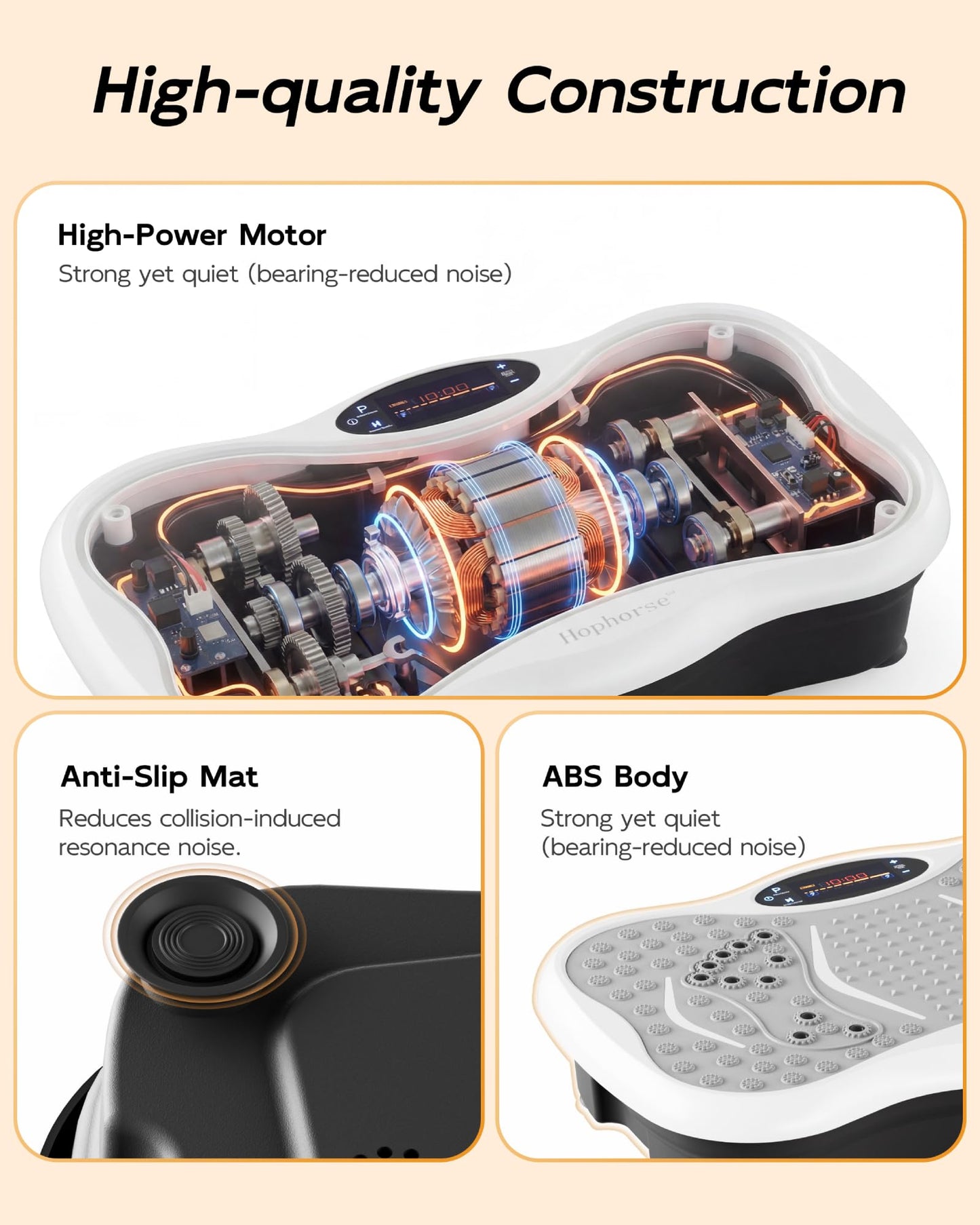 Vibration Plate Exercise Machine for Lymphatic Drainage, 180 Speeds Vibrating Fitness Platform for Full Body Workout and Weight Loss, 300 Lbs Capacity with Resistance Bands and Bluetooth for Women Men