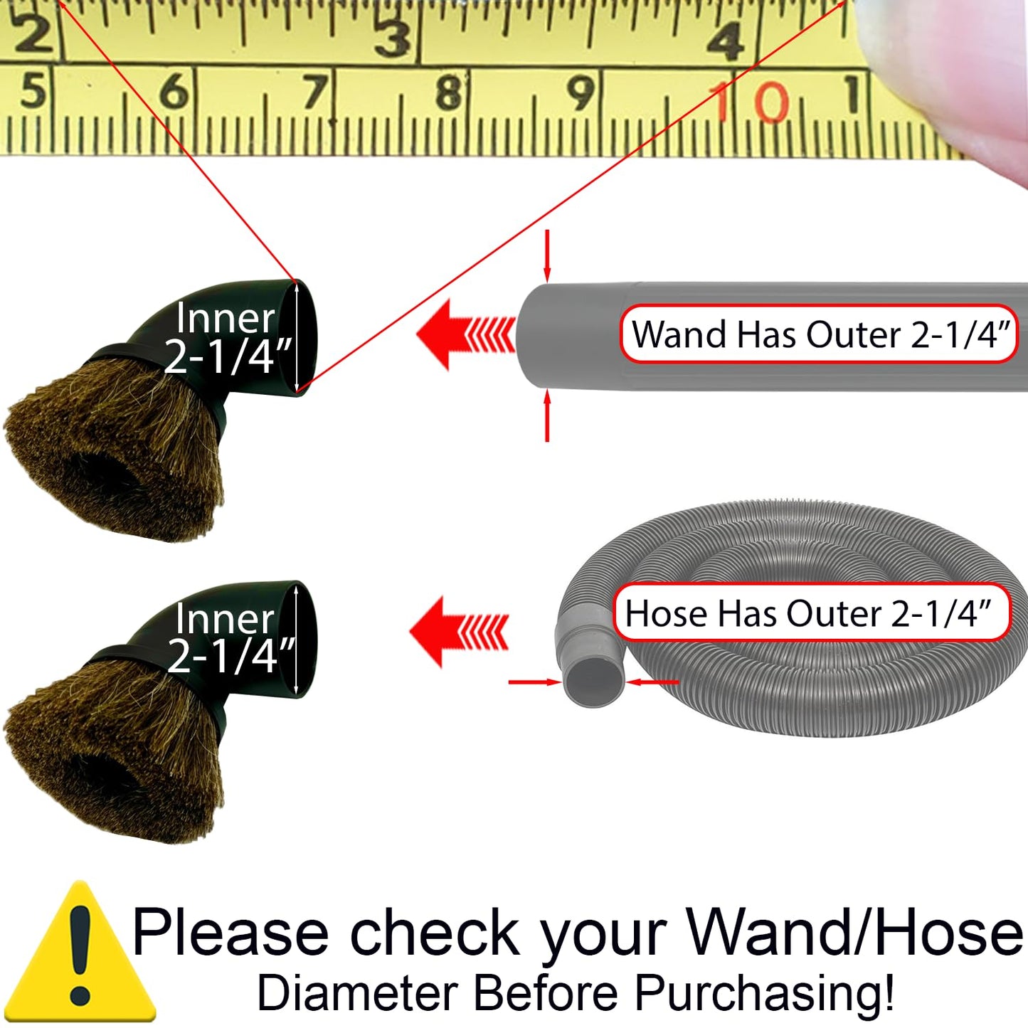 Round Dusting Brush Tool Attachment for Shop Vacs 2 1/2 Inch Wet/Dry Vacuum Hose: Perfect for Cleaning Furniture, Blinds, Car Interiors- 2.5'' Replacement Shop Vacuum Accessories