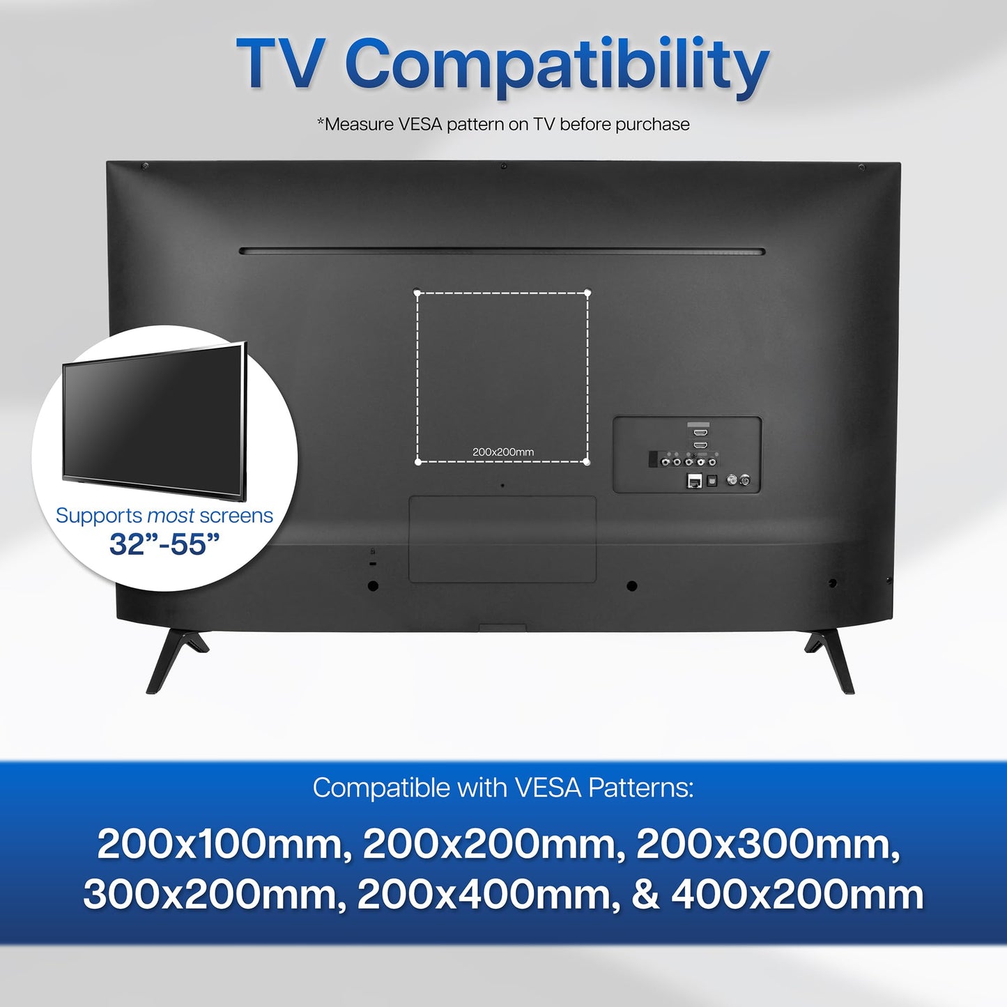 VIVO Steel VESA LCD LED TV Mount Adapter Plate Bracket for Screens 32 to 55 inches, Conversion Kit for VESA 50x50-100x100 to 200x100-400x200, MOUNT-AD4X2