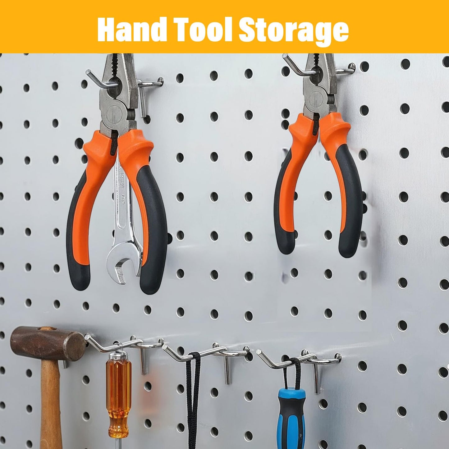 Meyeyaia 100 Pcs Pegboard Hooks 2 Inch Peg Board Shelving Hooks Peg Board Organizer Accessories Pegboard Wall Display Hanging Holders for 1/8 and 1/4 Garage Storage Organizer Tools (Silver)
