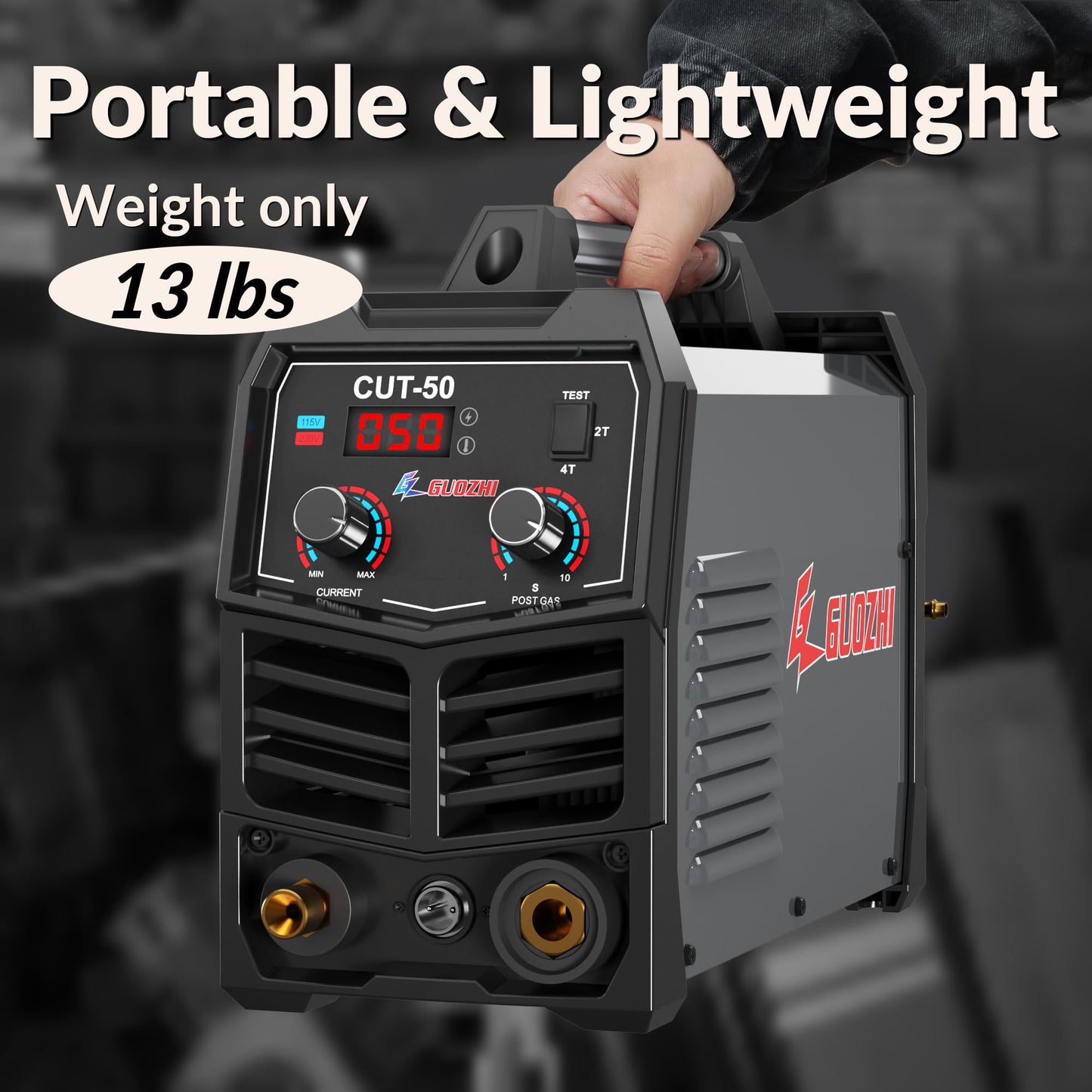 GZ GUOZHI Plasma Cutter, 50 Amp Air Inverter Plasma Cut, 110V/220V Dual Voltage Digital Display IGBT Inverter Plasma Cutting Machine with 2T/4T/TEST Function