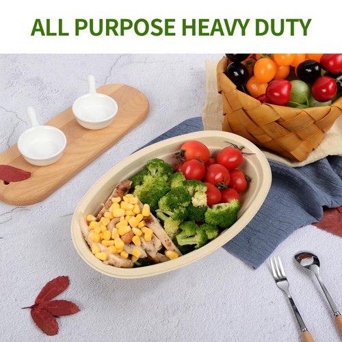 AICHEF 28 oz Oval Paper Bowls 100 Pack Disposable Chi-potle Style Oval Bowls for Burrito Roll, Nacho, Baked Potato, Taco Salads, Nacho Potato Bar Supplies
