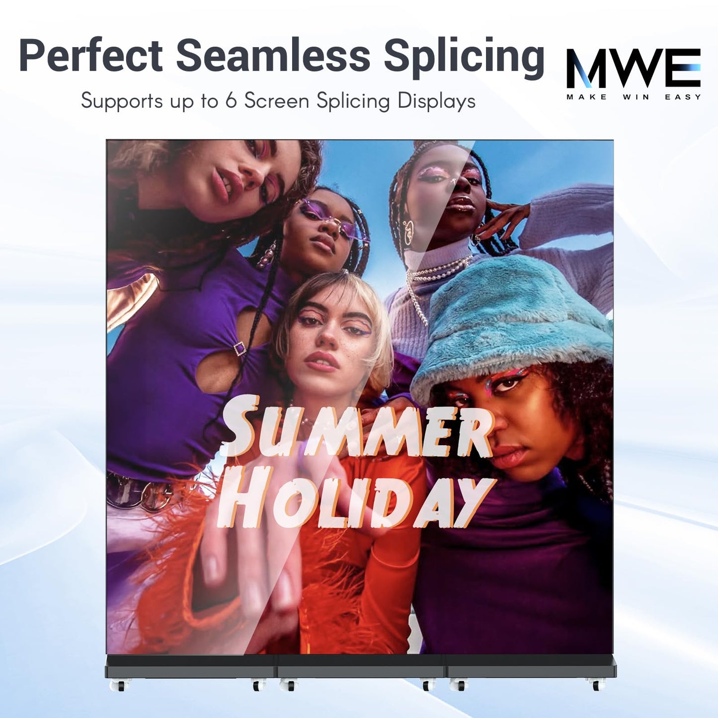 80 Inch LED Digital Signage Display, Foldable Seamless Stitching Kiosk, P1.86 GOB LED Screen Poster with Flight Case, Commercial Advertising Display for Events, Rentals and Weddings (Black, 1 Unit)
