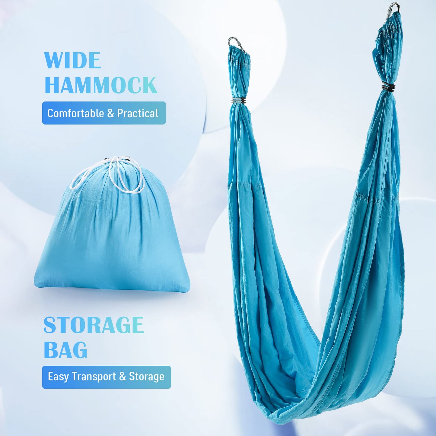 ZELUS Aerial Yoga Swing Sling Strong Yoga Hammock Kit Set Trapeze Inversion Equipment Include 2 Extensions Straps and Ceiling Mounting Kit (Blue)