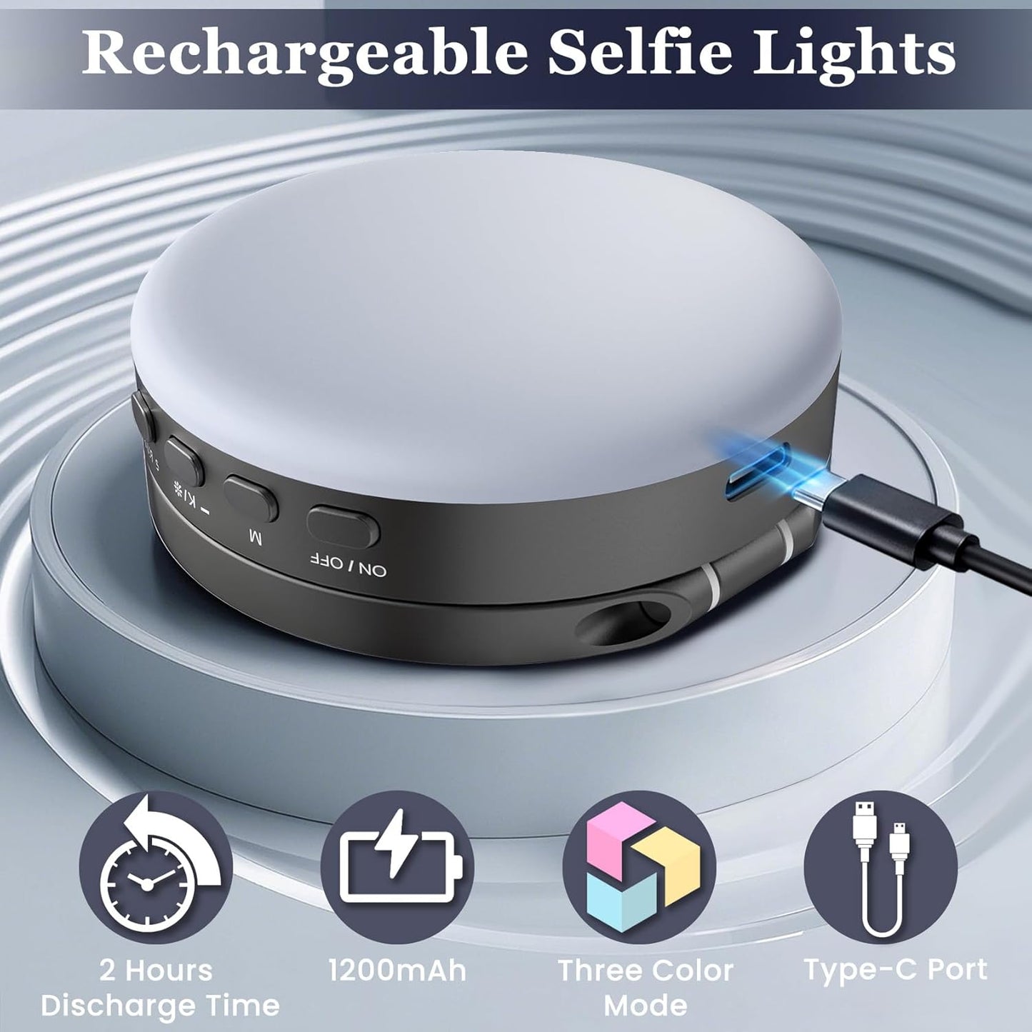 Auriani Magnetic Selfie Light, Metal-Shell Ring Light, Rechargeable,Portable Phone Light for Phone & iPhone,LED Fill
