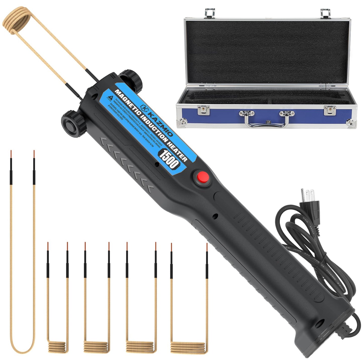 1500W Induction Heater Kit, 110V Handheld Induction Heater with 5 Coils for Rusty Bolt and Screw Removal, Blue