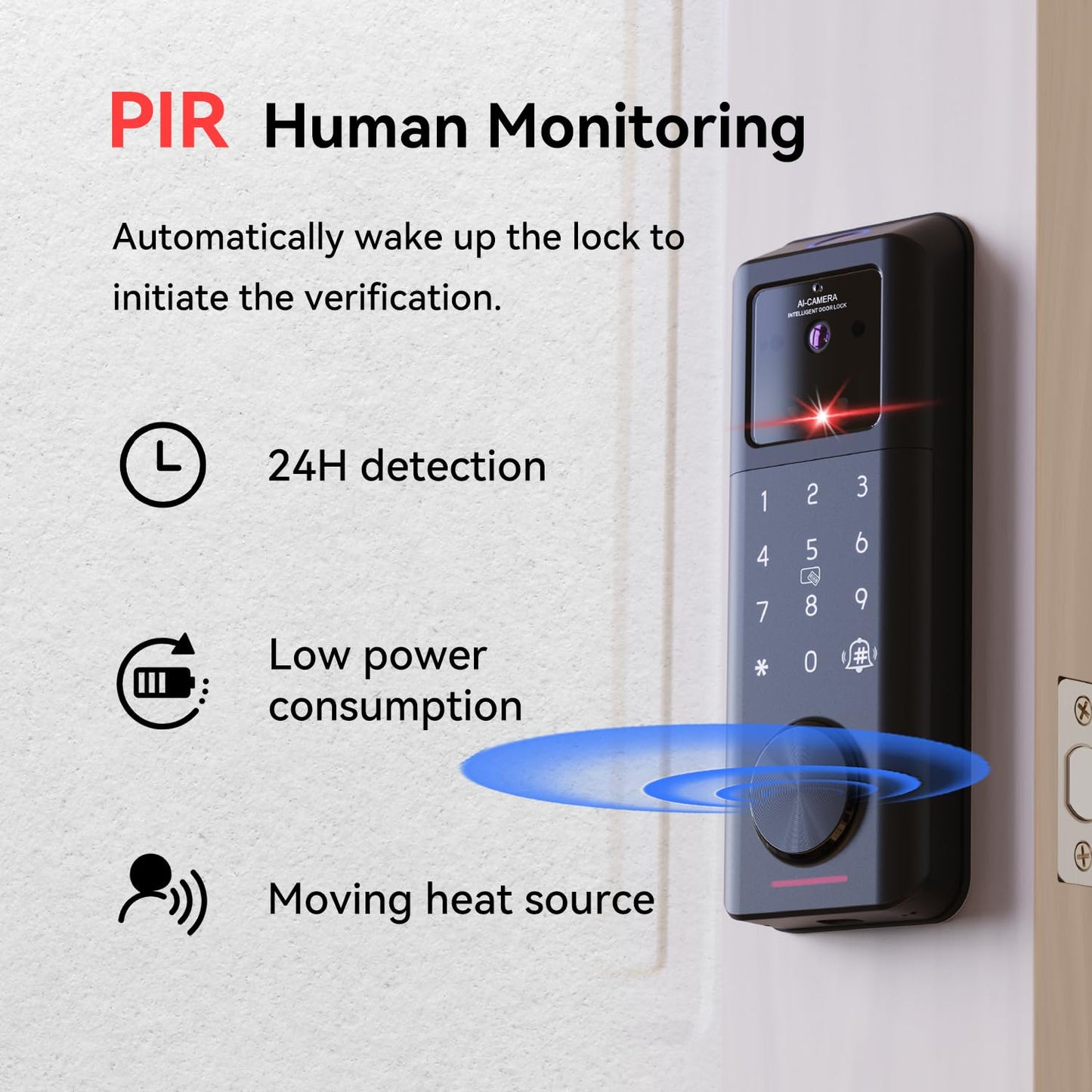 3D Face Recognition Smart Lock with Camera, Palm Vein, Fingerprint & Keypad Access, Keyless Entry Biometric Deadbolt for Front Door, Video Doorbell, 2-Way Audio, Night Vision, Tuya App, Alexa