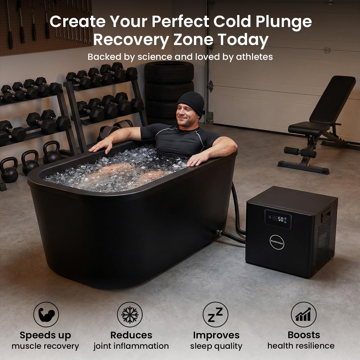 BAOSHISHAN Cold Plunge Chiller 1/3 HP for Ice Bath Tubs, with Built-in Filter & Pump, Easy Setup with Insulated Hoses, Ideal for Ice Bath Cold Therapy Muscle Recovery 110V