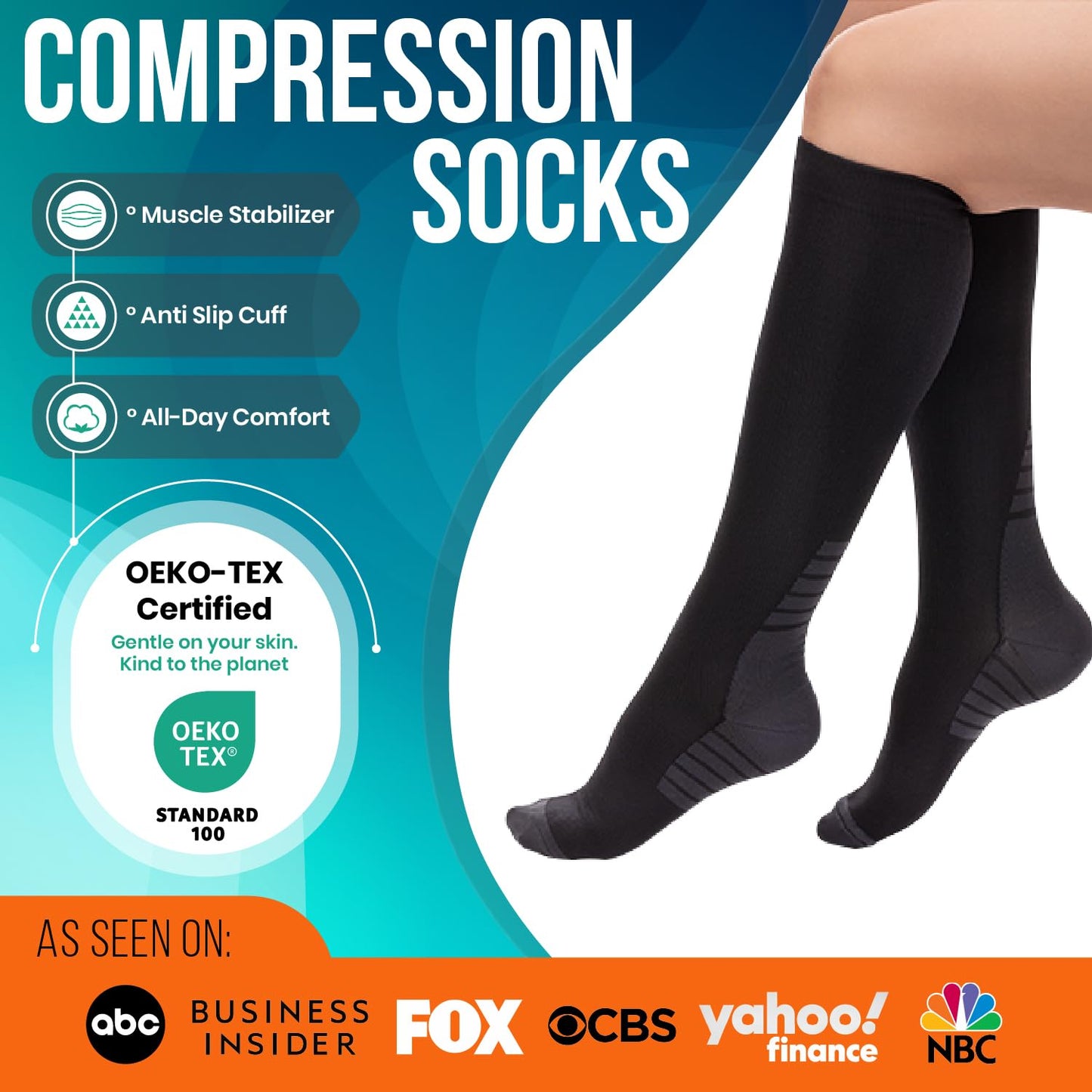 Compression Socks for Women & Men 20-30 mmHg – Circulation Support for Nurses, Travel, Flight, Running & Everyday Wear
