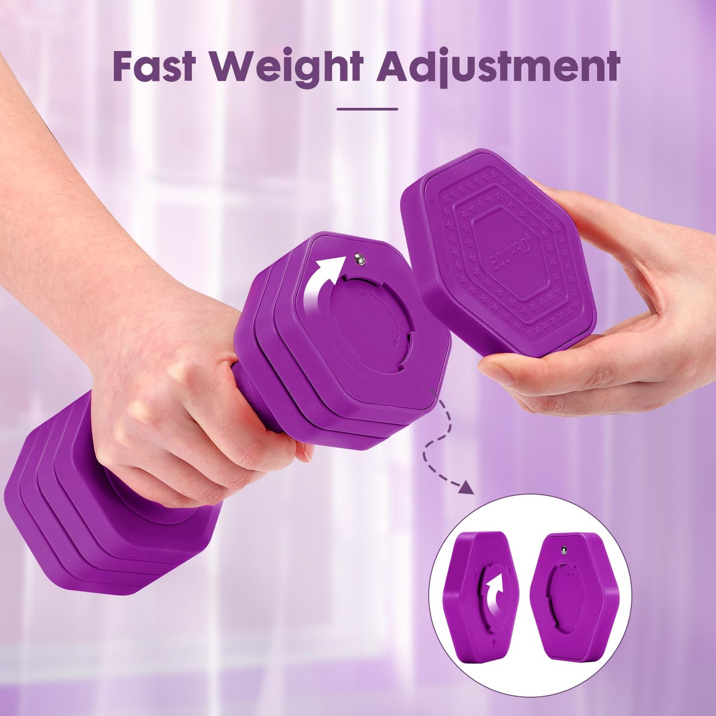 EQUIPRO Adjustable Dumbbell Set, 4 in 1 Weights for Women at Home, Hand Weights Dumbbells for Women, Each 2lb 3lb 4lb 5lb Fast Adjust Weight with Soft TPU Handle for Home Gym Exercise Training
