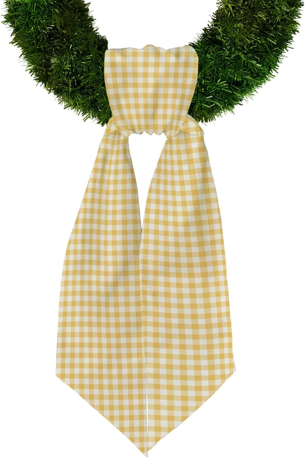 Yellow Buffalo Plaid Burlap Sash by [Brand Name] - Fall Thanksgiving Wreath Accessory for Door Decor