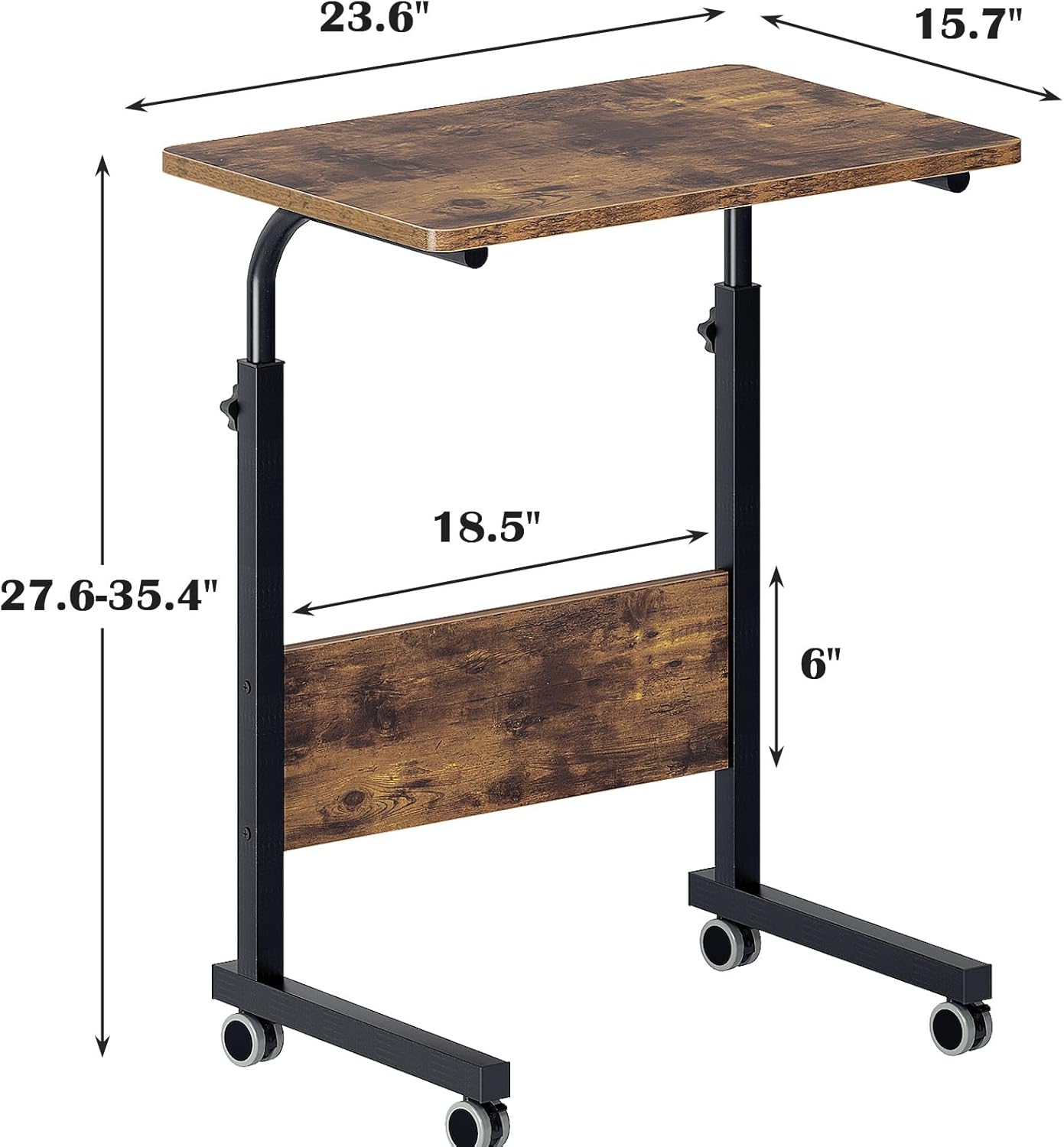 23.6 Inches Sofa,DUS-05#1-60FG-FBA DlandHome Rolling Desk Mobile Standing Desk Mobile Side Table w/Wheels Adjustable