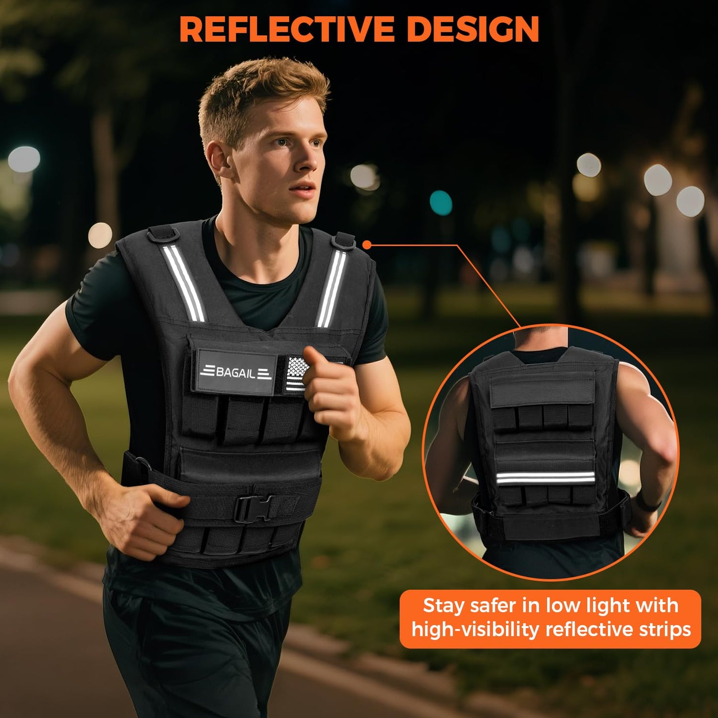 BAGAIL Weighted Vest Men, 20lbs/30lbs/40lbs Adjustable Weighted Vest for Woman with Removable Iron Weights, Women’s Weight Vest for Walking, Rucking, Running, Strength training - 40lb