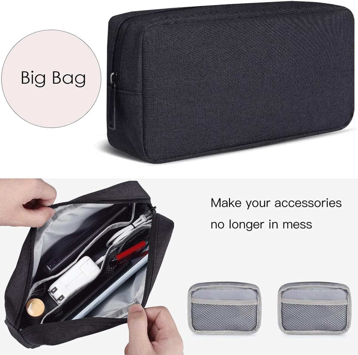 CAAORDKSO Electronics Accessories Case, Electronic Organizer Travel Cable Accessories Bag, Portable Waterproof Storage