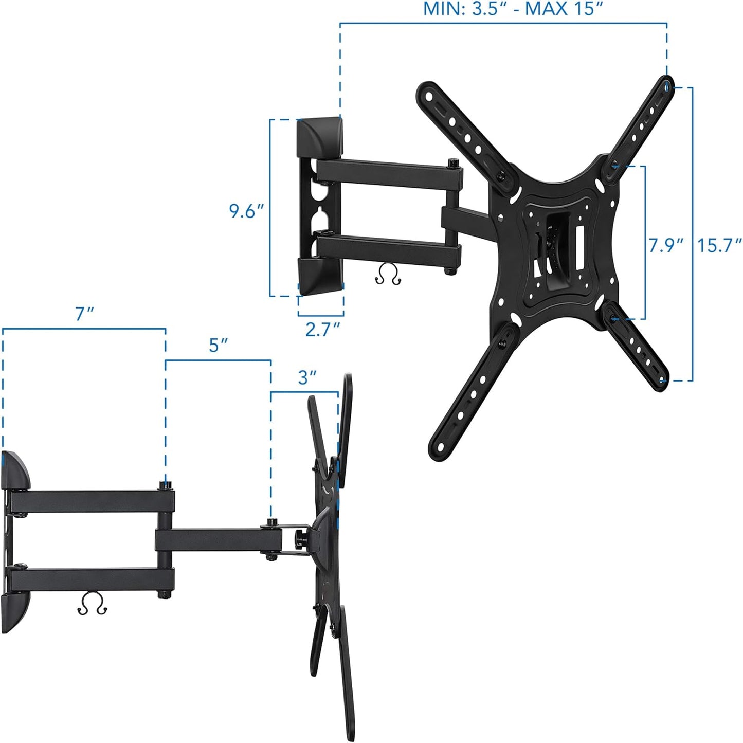 Mount-It! 2355 Inch 15.6 75x75 400x400 66 lb Full Motion Articulating TV Wall Mount for LED LCD OLED Flat Screen TVs |