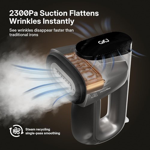 GKJ Handheld Clothes Steamer - 2-in-1 Portable Fabric Steamer & Iron with 2300Pa Suction | 118ml Water Tank