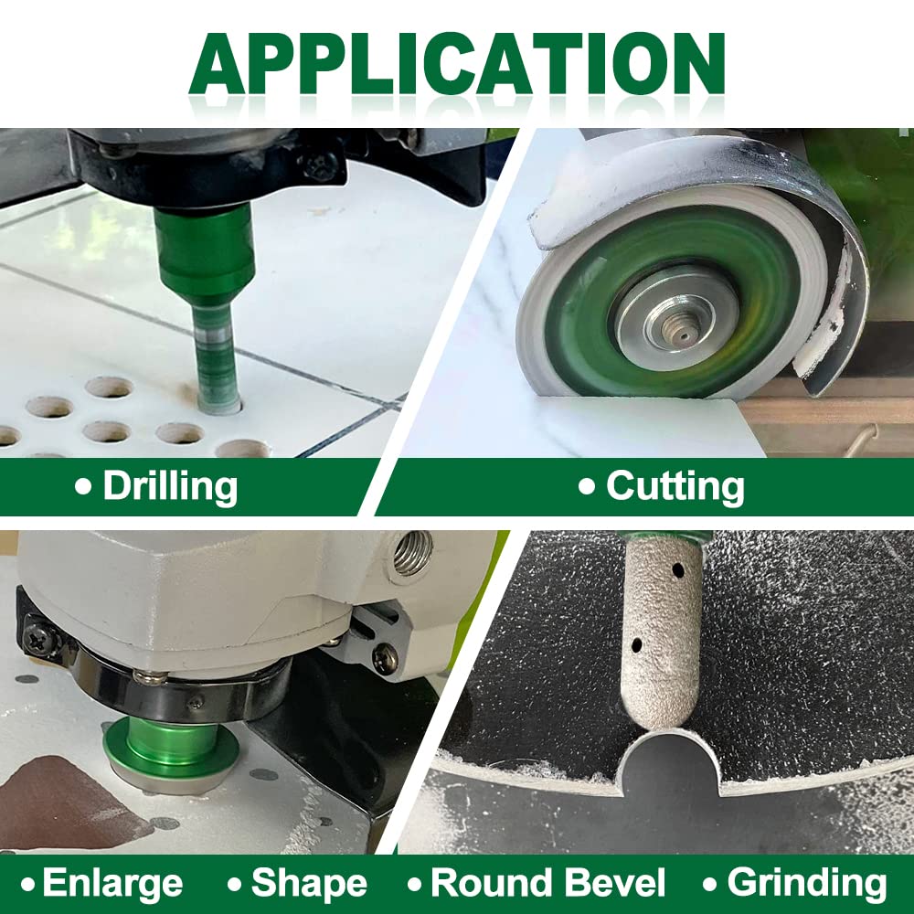 KURSTOL Diamond Core Drill Bits Kit - 6/6/6/20/25/35/50mm+2" Beveling Chamfer Bit+3/4" Finger Milling Bit+SDS Adapter to 58-11" Thread+4.5" Cutting disc for Porcelain Ceramic Tile Granite Marble