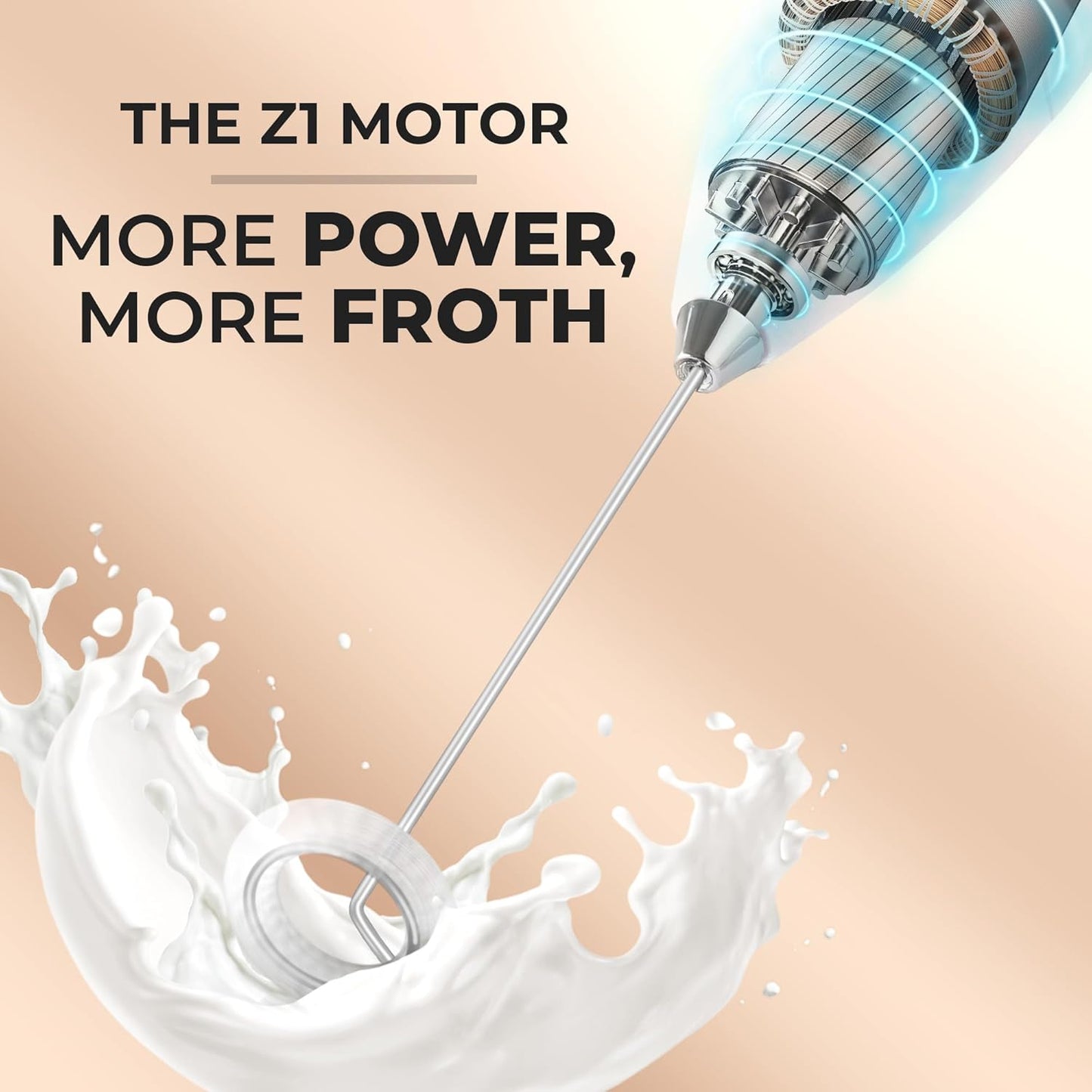 Zulay Milk Frother - Powerful Handheld Drink Mixer for Coffee, Cappuccino & Matcha | Includes 4 Duracell Batteries