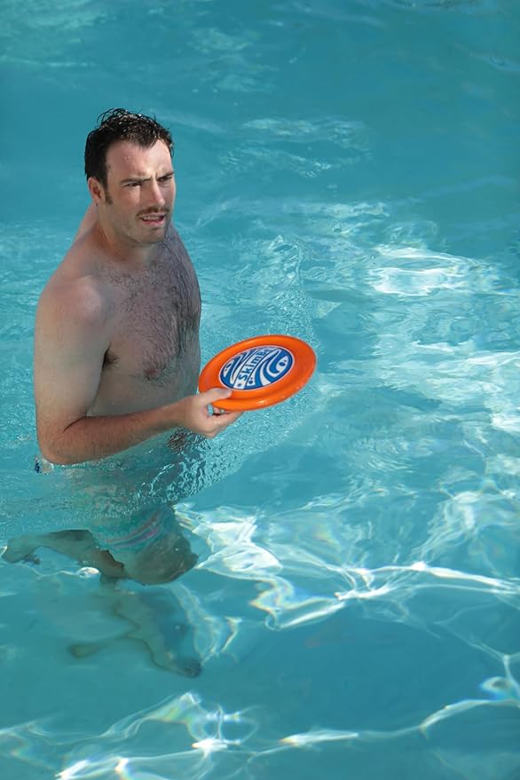 Disc - Water Disc Toy for Spring & Summer Fun - Skips, Slides, Jumps - Pools, Beaches & Backyards Fun for All Ages (Orange)