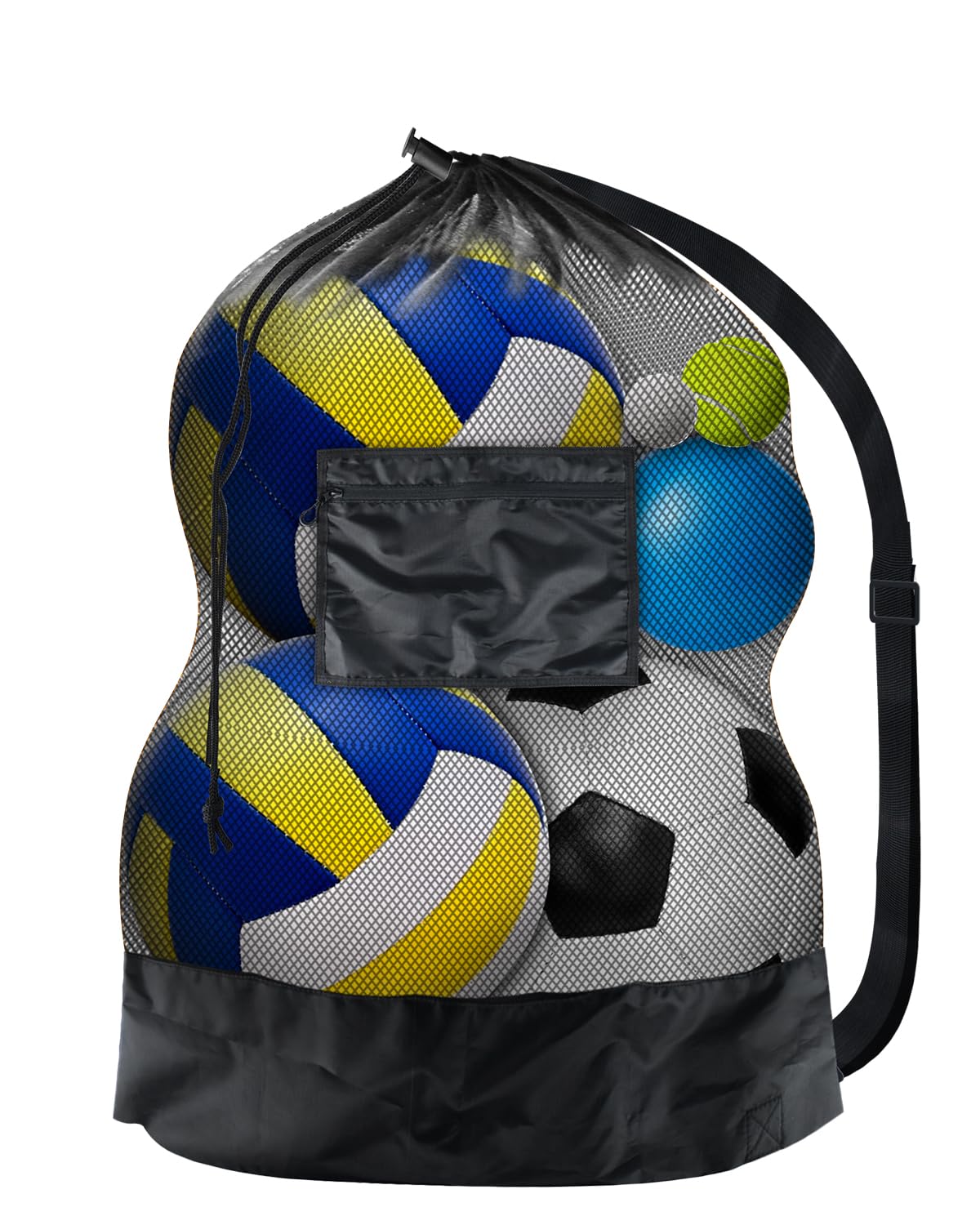 BROTOU Sports Mesh Bags - 1/2/4/6PCS Heavy Duty Drawstring Bags for Sports Equipment, Beach, Travel, Gym, Swimming, Camping Gear with Shoulder Strap