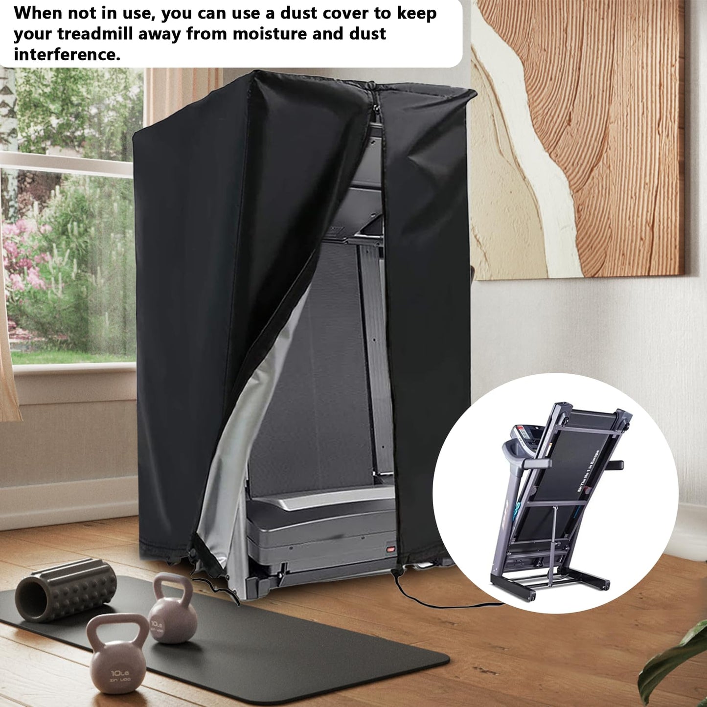 Treadmill Cover Waterproof Outdoor,46X38X66In,Gym Exercise Fitness Foldable Equipment Home Sunscreen Protective Accessories Storage Multifunctional Covers (Black, 46X38X66In)