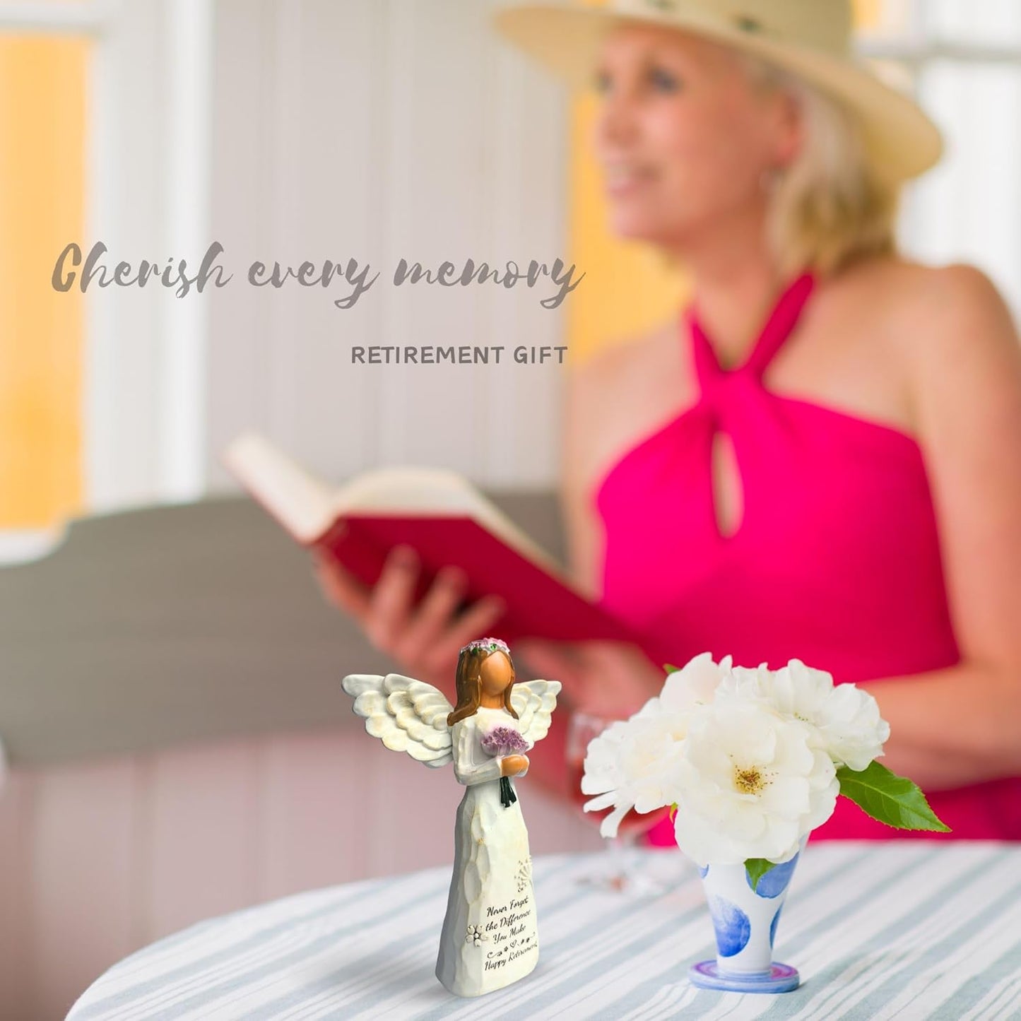 Skiennix Retirement Gift for Women - 5.5” Angel Figurine with Card | Perfect for Coworkers & Friends
