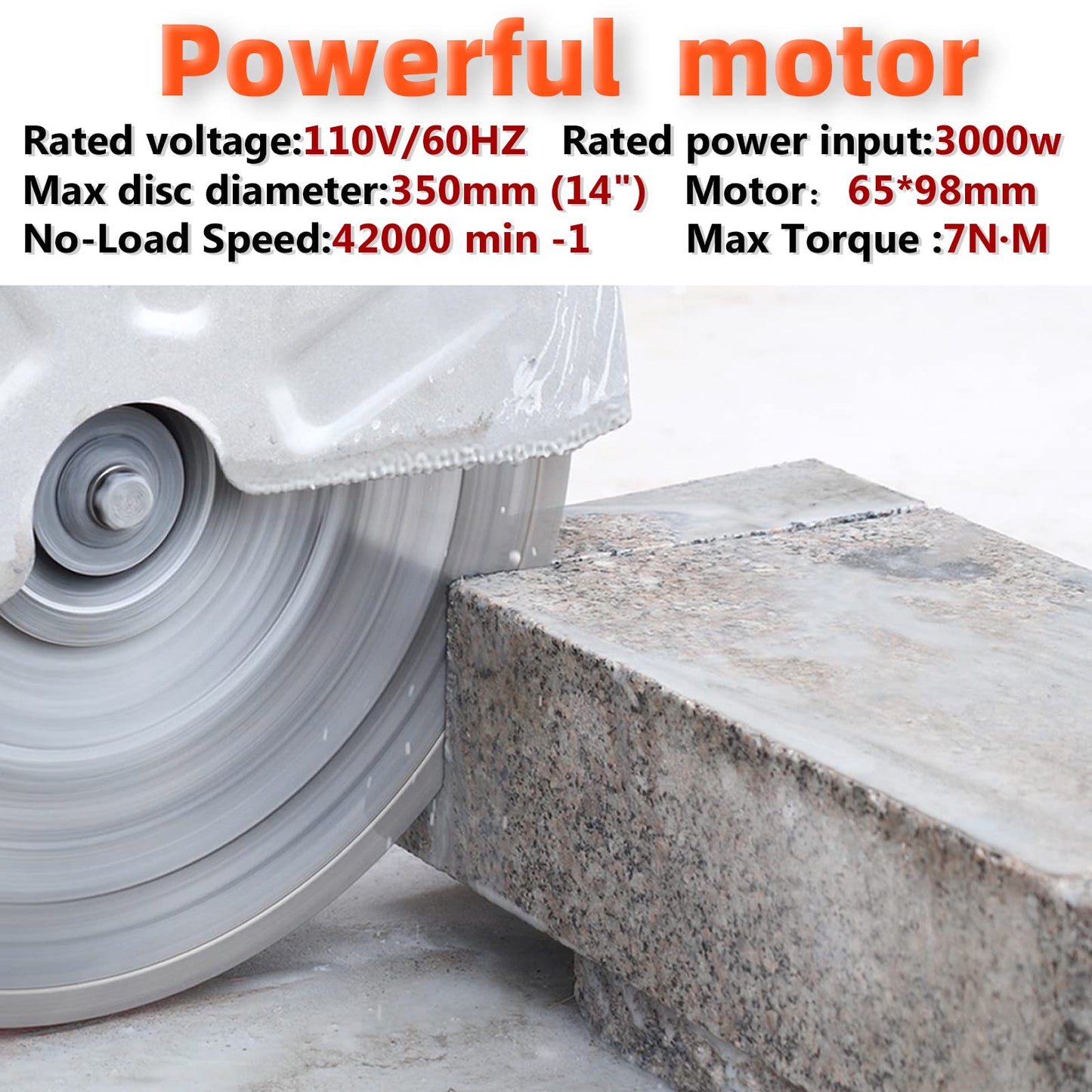 JACKCHEN 14 Inches Concrete Saw Electric Powered 3000W Cut-Off Saw, 110V 4.8" Cut Depth and Electric Grinder With Diamond Blade