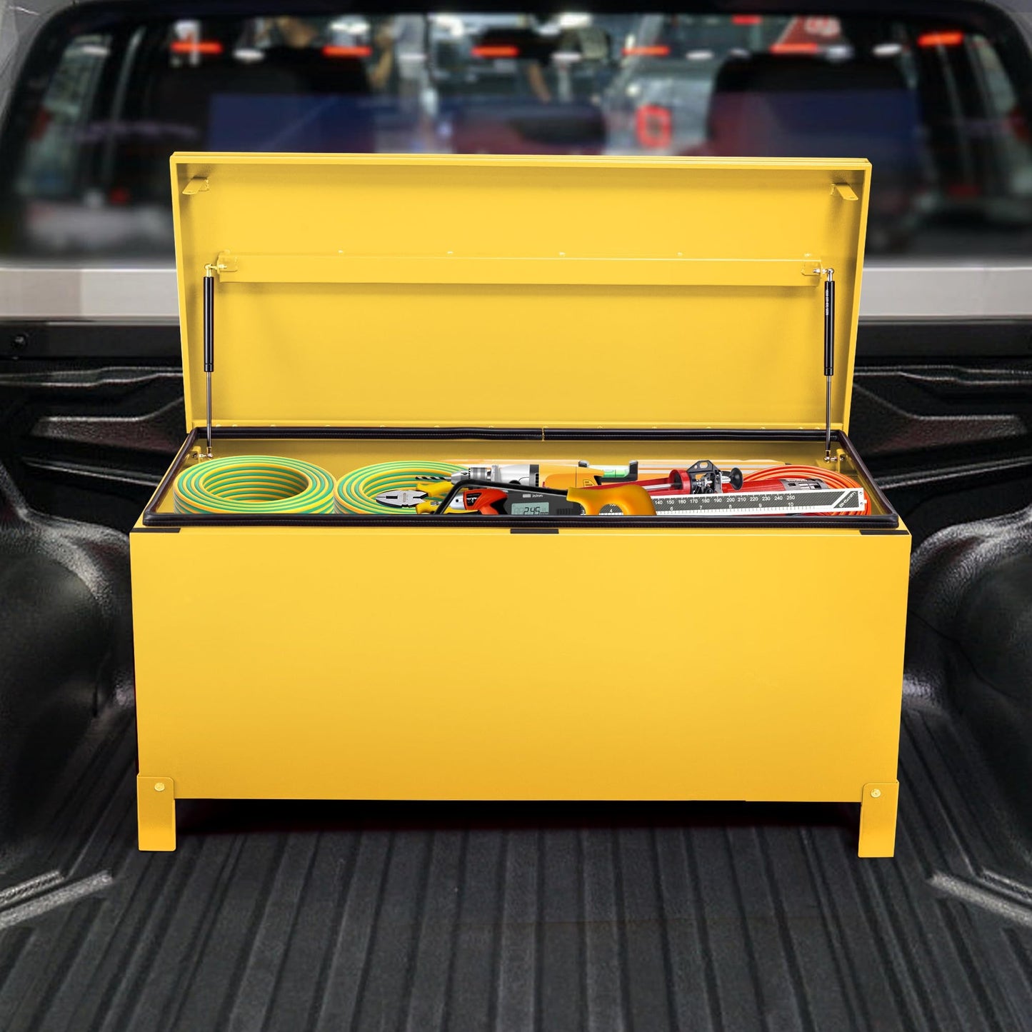 EliteEdge 48 X 24 x 28 Inch Steel Truck Tool Box, Heavy Duty Jobsite Toolbox Chest, Job Site Storage Drawer System for Truck Bed, Pickup, RV, Trailer, Yellow