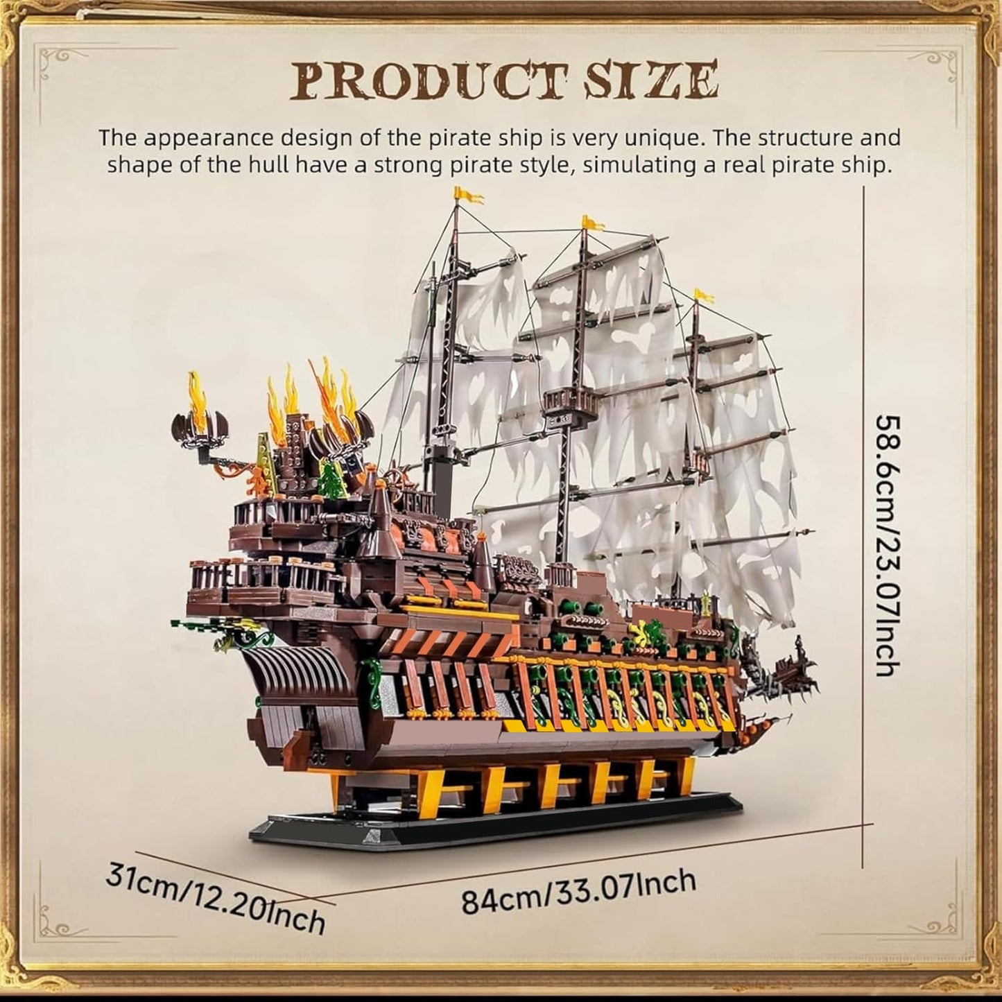 Mould King Large Pirates Ship Model Building Blocks Kits, MOC Dutchman Building Block Pirate Ship Construction Set to Build, Toys Gift for Age 14+/Adult Collections Enthusiasts (4364+Pieces)