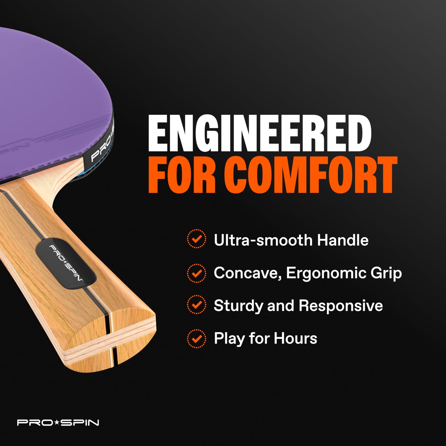 PRO-SPIN Ping Pong Paddles - High-Performance Set with Premium Table Tennis Rackets, 3-Star Ping Pong Balls, Storage Case | Professional Quality Ping Pong Paddle Set (Purple|Blue, 2-Player Set)