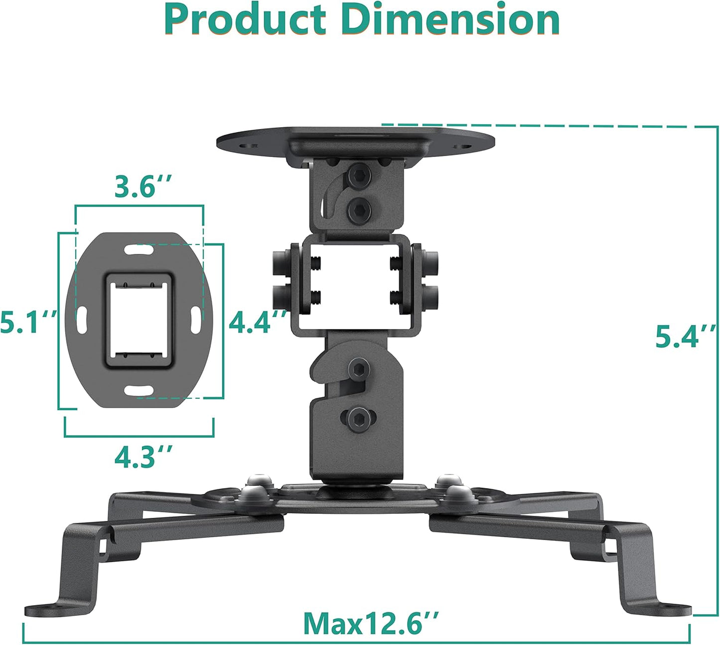 (PM-002-B), WALI Projector Ceiling Mount, Universal Low Profile Projector Mount with Retractable Arms and Multiple
