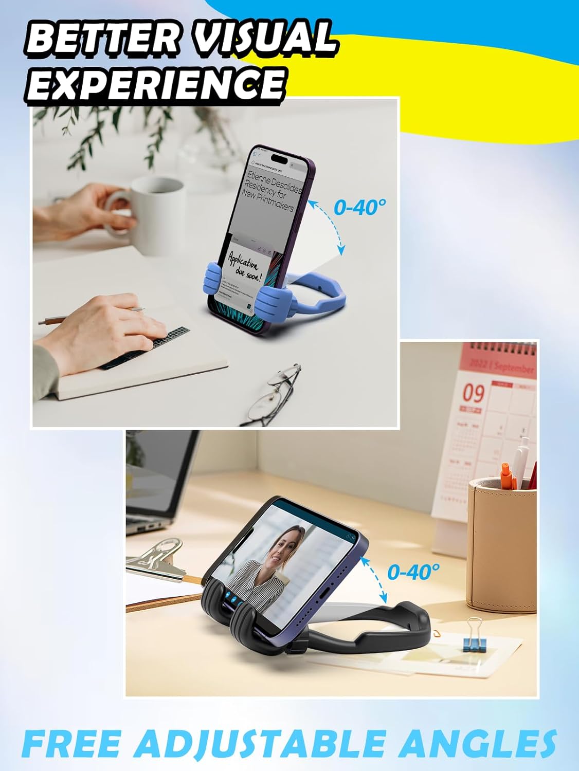 CALDEVER 2 Pack Easter Basket Stuffers for Teens Boys Girls Him Men Ideas: Thumbs Up Lazy Phone Stand Cell Phone Holder