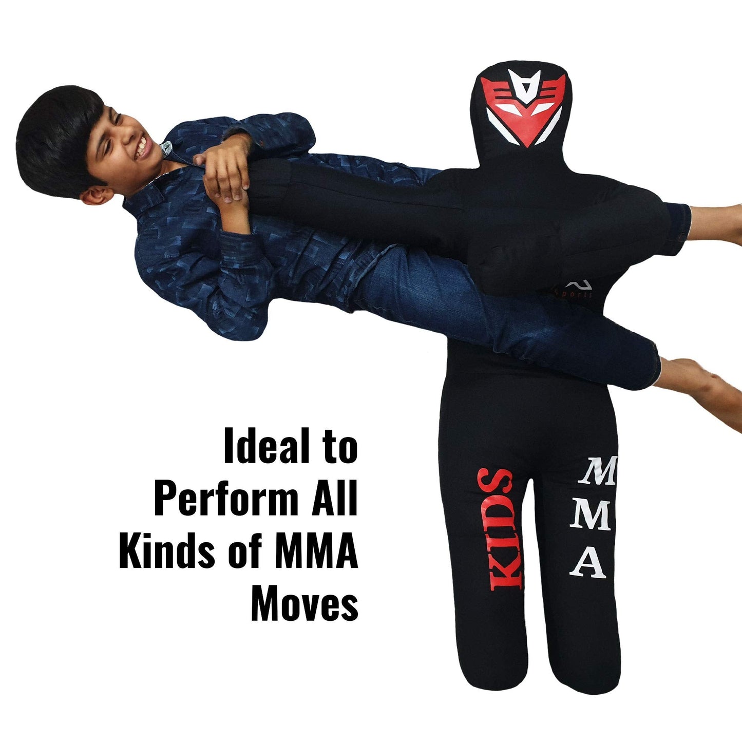 Infinix Sports Kids Grappling Dummy for Kids Youth MMA Boxing Brazilian Jiu Jitsu Dummy - 110cm Unfilled (Black)
