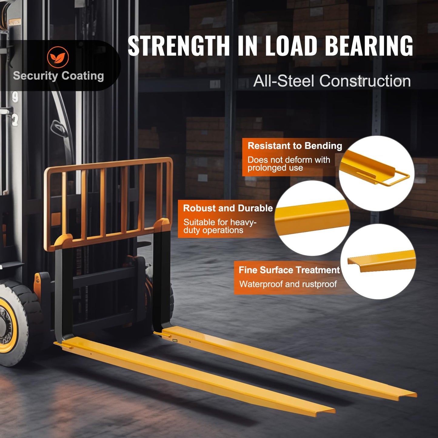 VEVOR Forklift Extensions, 84 Inch Fork Extensions 4.5 Inch Width, Heavy Duty Fork Extensions for Forklifts, 1 Pair Forklift Extensions for Truck
