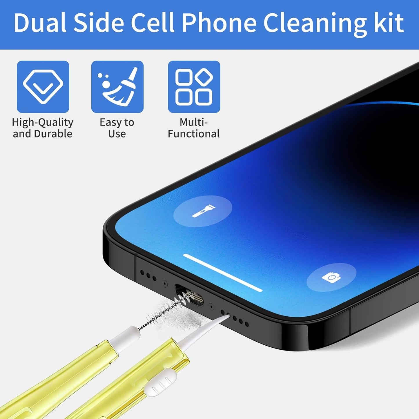 Volisau 10 Pcs Cell Phone Cleaning Kit,Charging Port Cleaner,Dual Sided Anti Clogging Nylon Brushes,Suitable for Clean