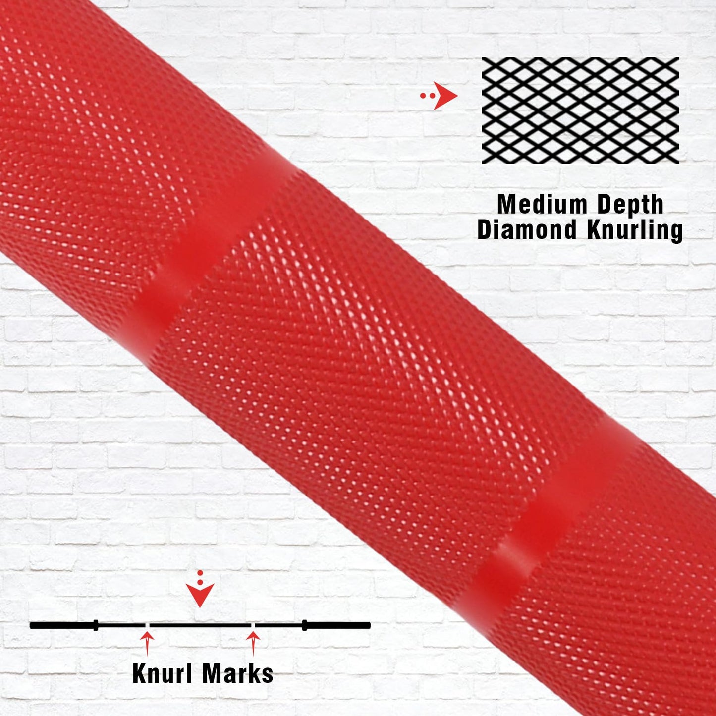 RICHUANG 7ft Olympic Barbell Weight Bar for Weightlifting,Powerlifting,CrossFit Training,500 lbs Max Load Capacity,Q235 Steel,2 Inch Olympic Strength Training Bar for Home Gym,Exercises Fitness Equipment 500LBS-Red