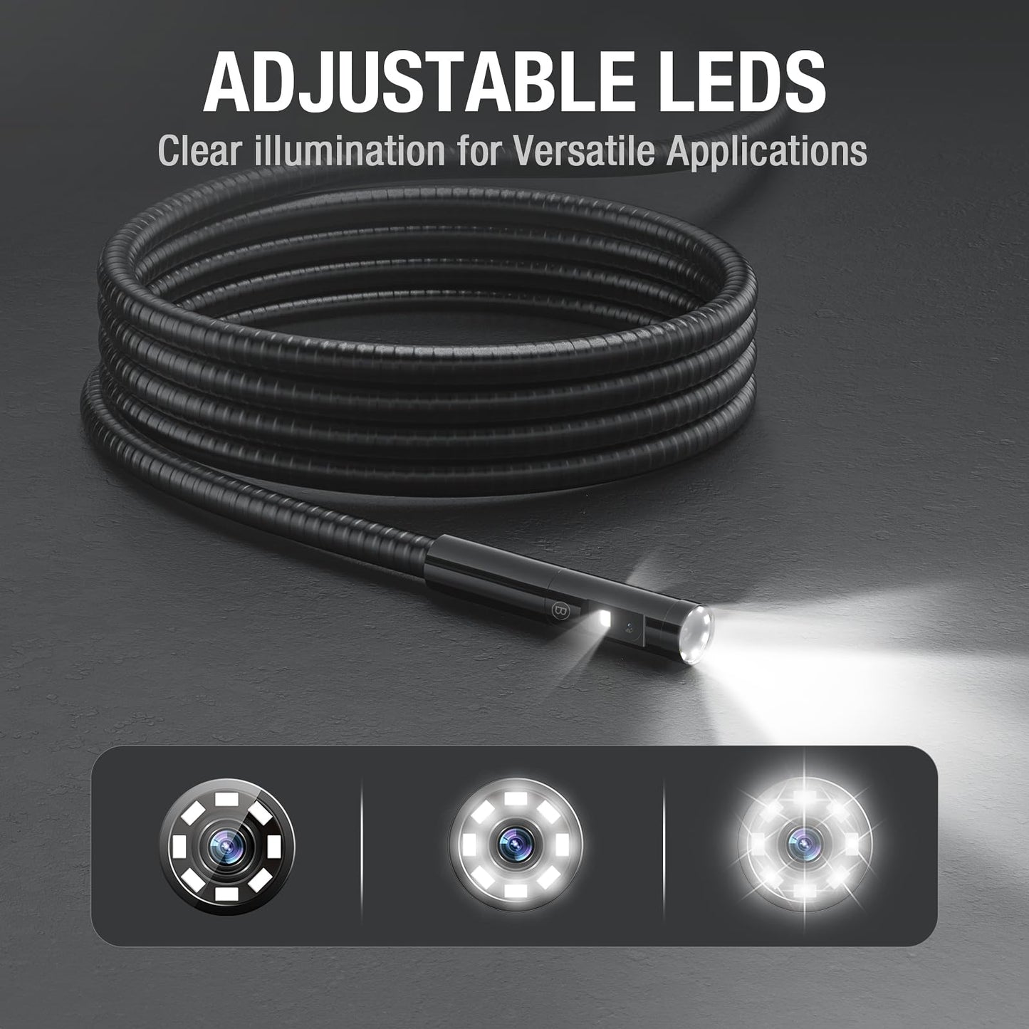 Triple Lens Borescope Inspection Camera, Teslong Professional Endoscope with Light, Digital Video Scope Camera, 5" IPS Screen, Waterproof Flexible Cable for Automotive/Home/Wall/Pipe/Car (10FT)