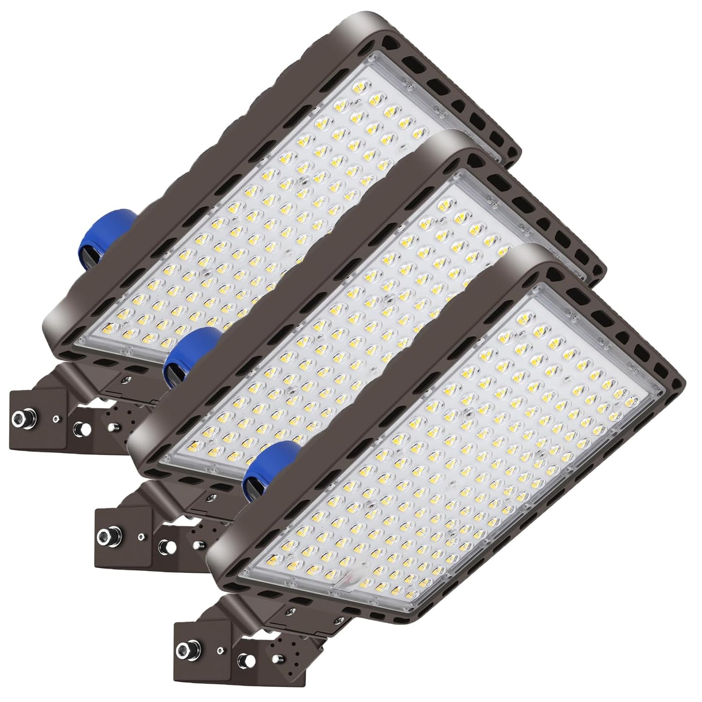 Juyace 3-Pack 350W LED Parking Lot Light with Photocell, 52500LM 5000K, IP65 Dusk to Dawn Outdoor Security Flood Light with Trunnion Bracket, 110-277V Commercial Area Light for Street Yard Stadium