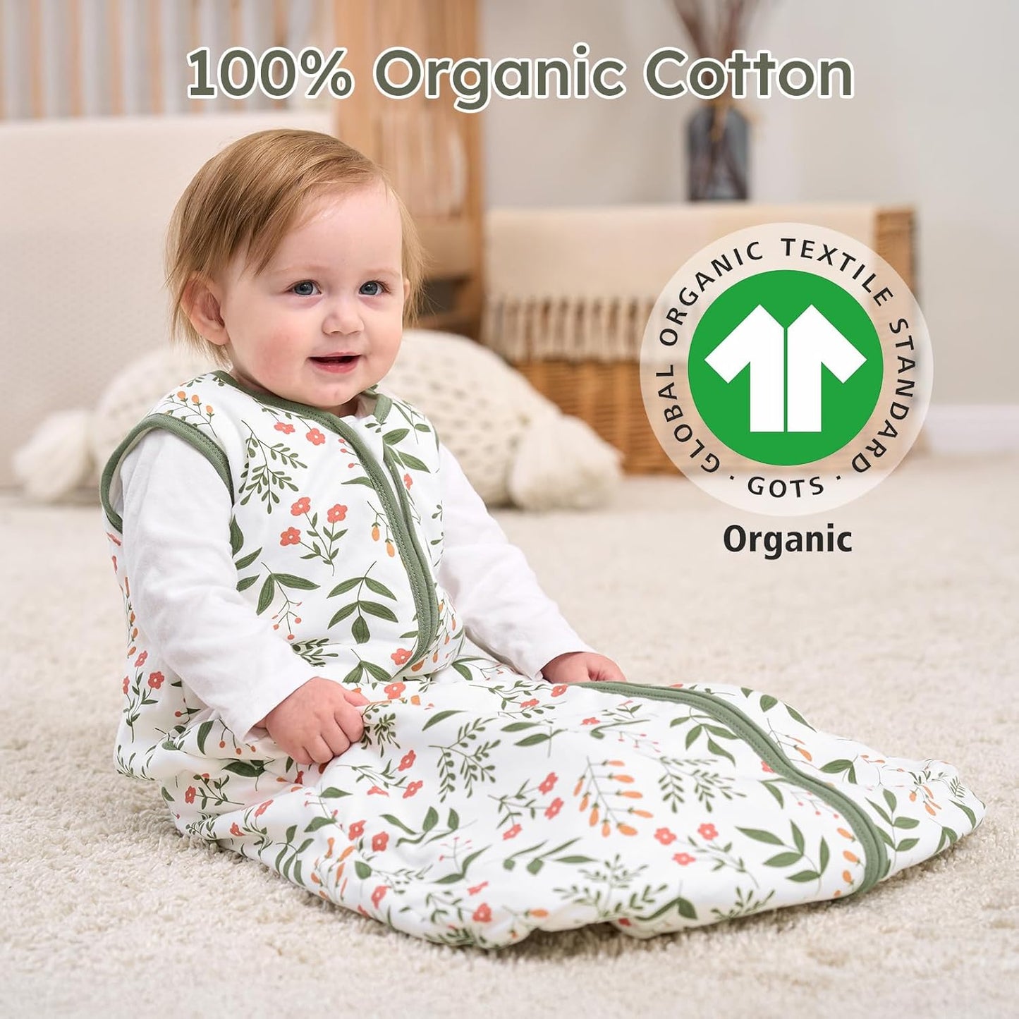 Yoofoss Baby Sleep Sack - 1.5 Tog Wearable Blanket for 12-18 Months | 100% Organic Cotton, Warm & Comfy