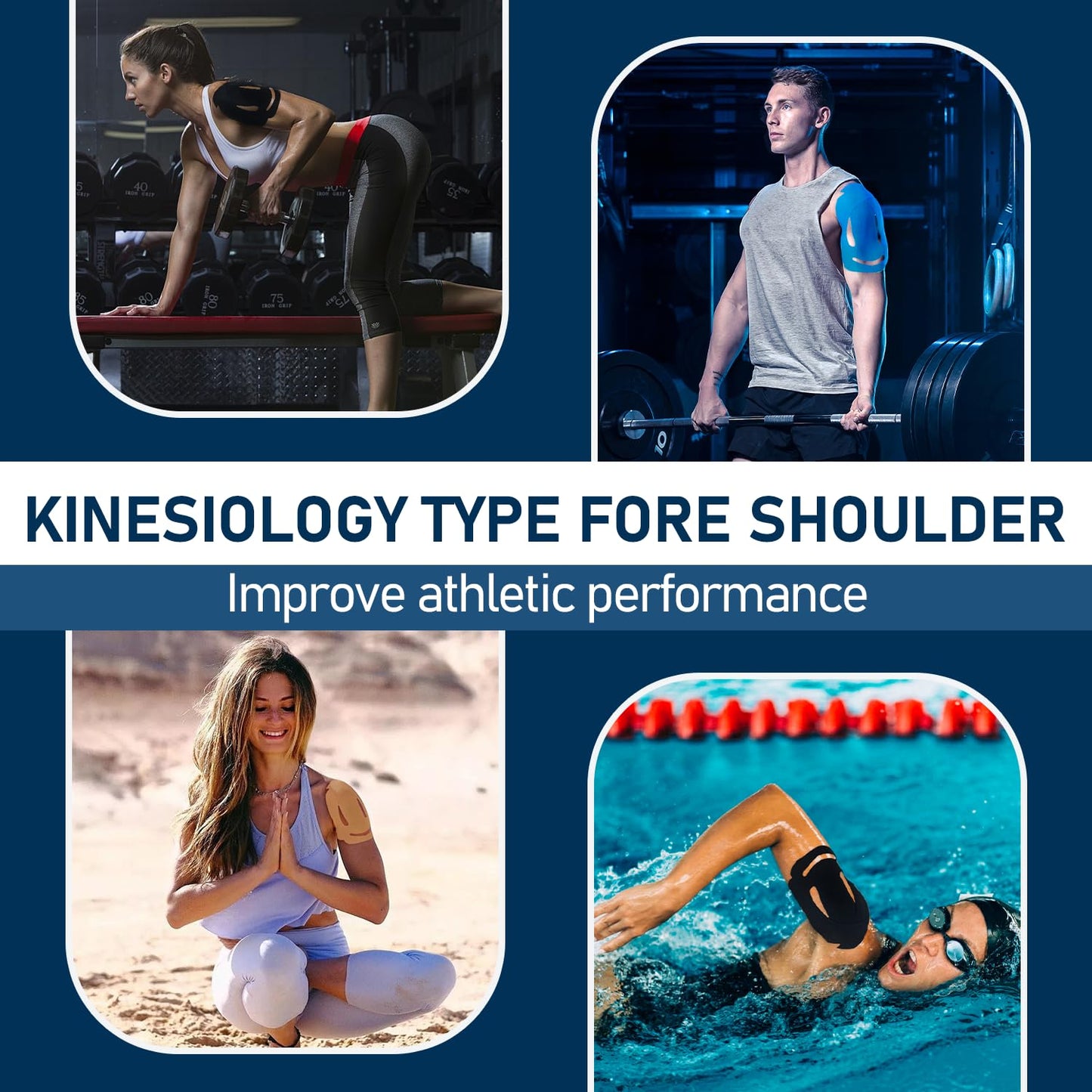 18 Pcs Kinesiology Tape for Shoulder Pain Relief Precut Sport Tape for Shoulder-Support & Stability, Hypoallergenic Latex-Free Athletic Tape for Shoulder, Waterproof & Breathable Muscle Tape(Mix)