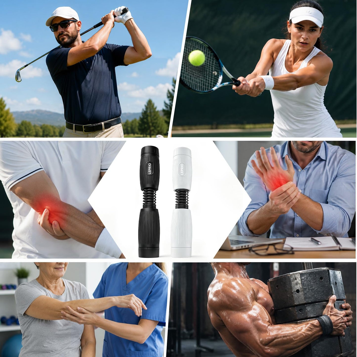 Lerpio Forearm & Wrist Trainer, Adjustable Resistance Grip Strength with Interchangeable Springs Design, Beginner to Advanced Portable Arm Workout Equipment for Home, Gym, Office (Black)