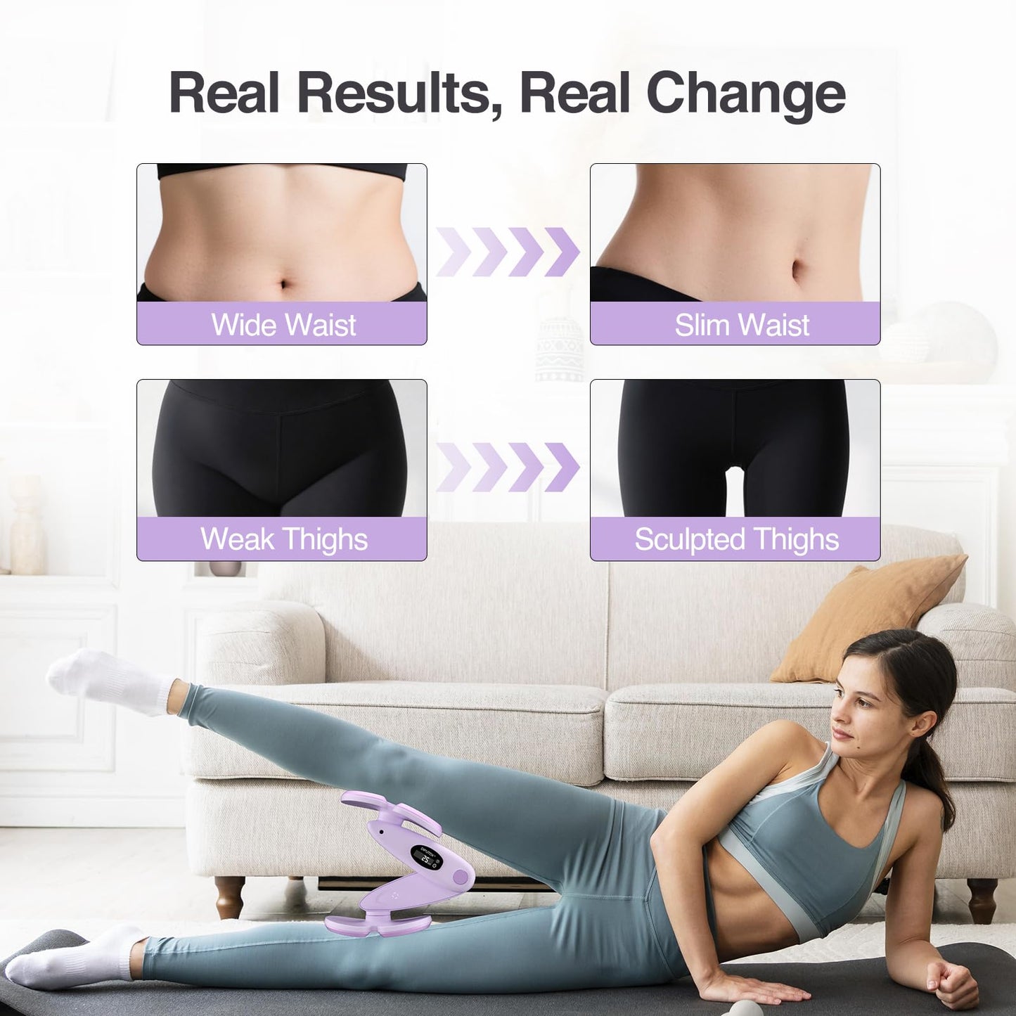 Thigh Master Pelvic Floor Exercise Devices, Kegel Exerciser Pelvic Floor Muscle Trainer, Inner Thigh Trainer for Women with 3 Resistance Bands for Home Gym